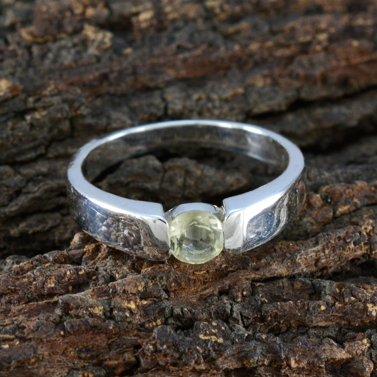 Lemon Quartz Solitaire French Silver Yellow Gemstones Slim Modern Ring Jewellery - Image 3