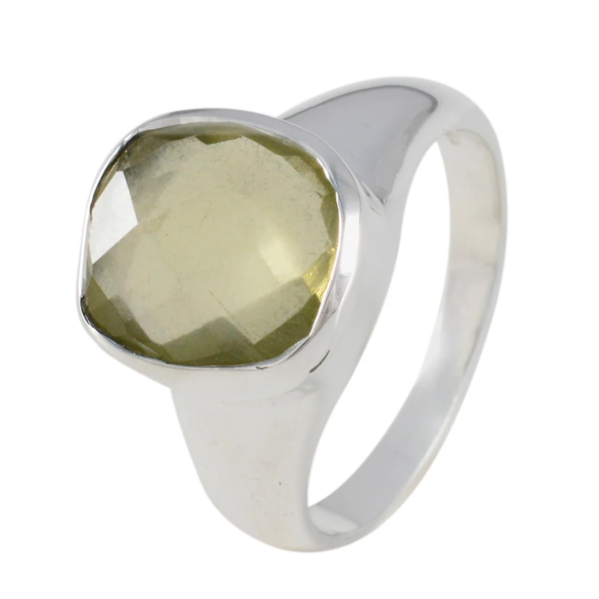 Lemon Quartz Solitaire German 92.5 Silver Yellow Gems Tiny Modern Ring Jewelry - Image 2