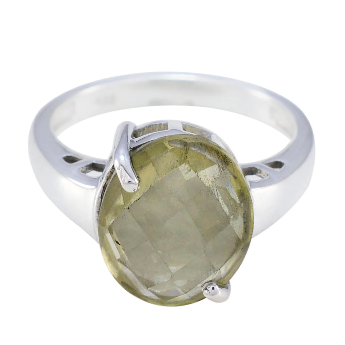 Lemon Quartz Solitaire Moroccan 925 Silver Yellow Gemstone Slim Cultural Ring Jewellery