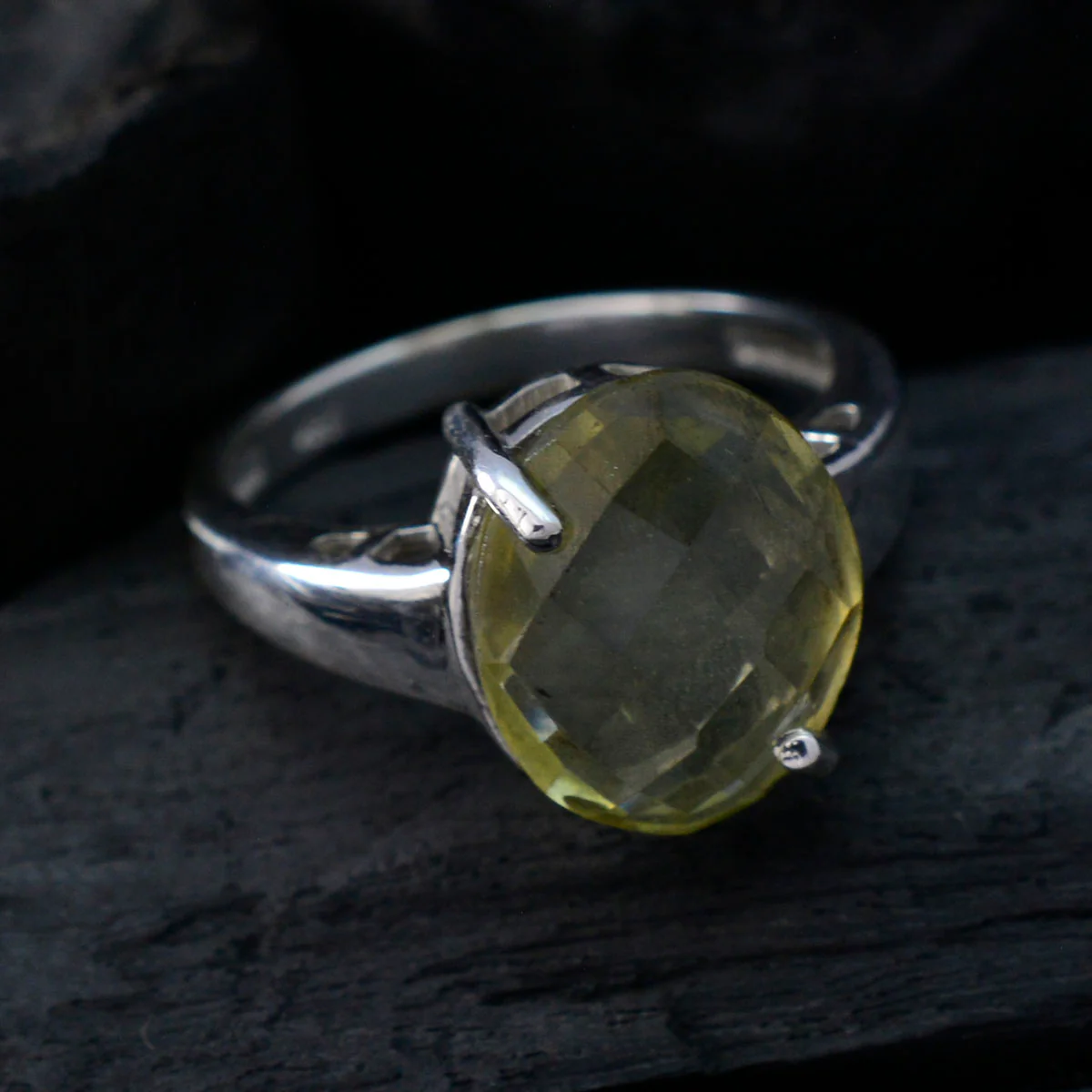Lemon Quartz Solitaire Moroccan 925 Silver Yellow Gemstone Slim Cultural Ring Jewellery - Image 4