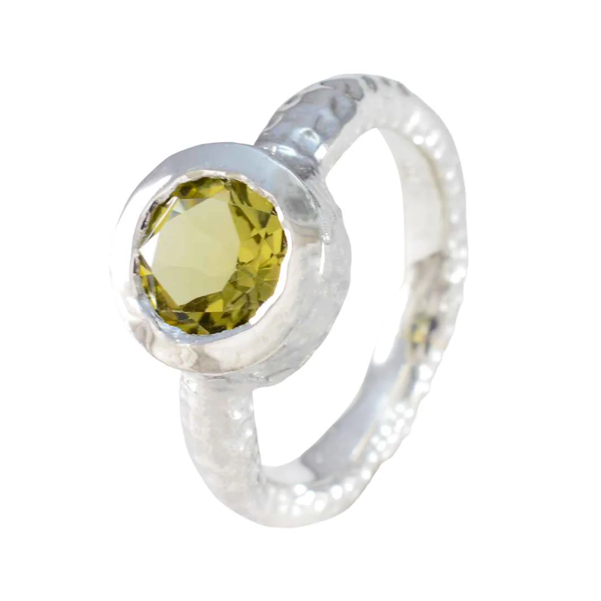 Lemon Quartz Solitaire Moroccan Silver Yellow Gemstones Classic Trendy Ring Jewelry - Image 2