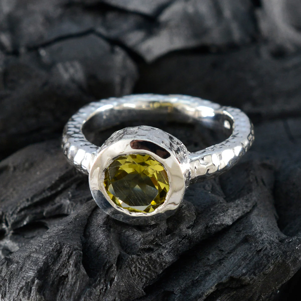 Lemon Quartz Solitaire Moroccan Silver Yellow Gemstones Classic Trendy Ring Jewelry - Image 5