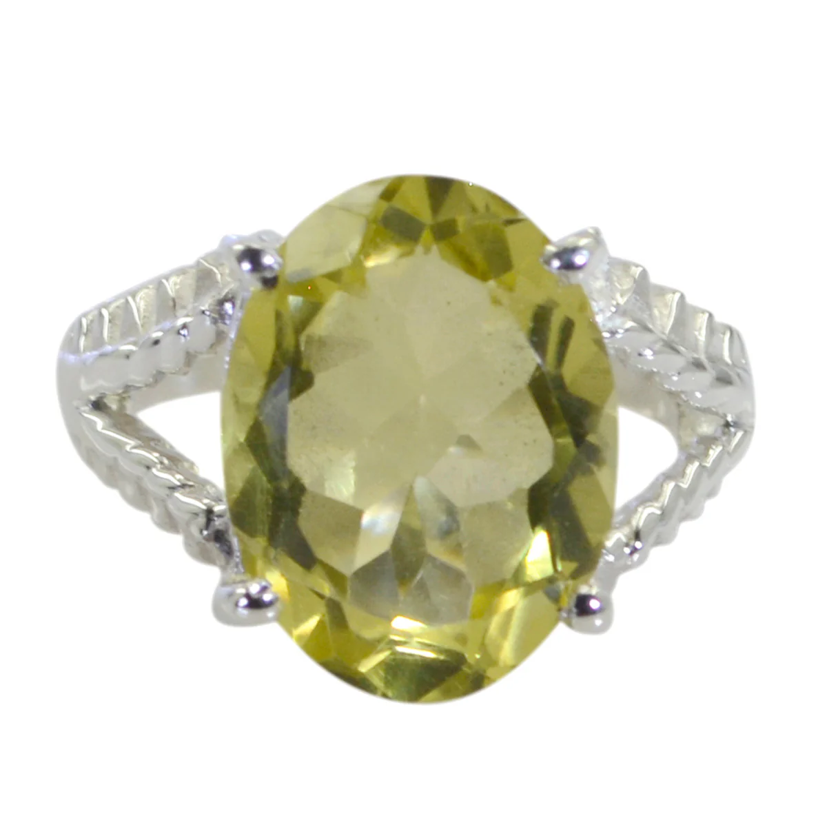 Lemon Quartz Solitaire Russian Silver Yellow Gemstone Classic Glamorous Ring Jewelry - Image 2