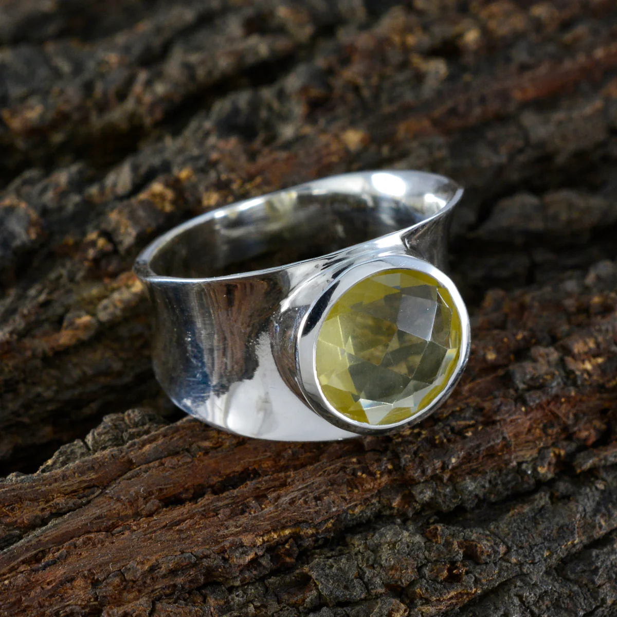 Lemon Quartz Solitaire Spanish 92.5 Silver Yellow Gems Edgy Armor Band Jewellery - Image 3