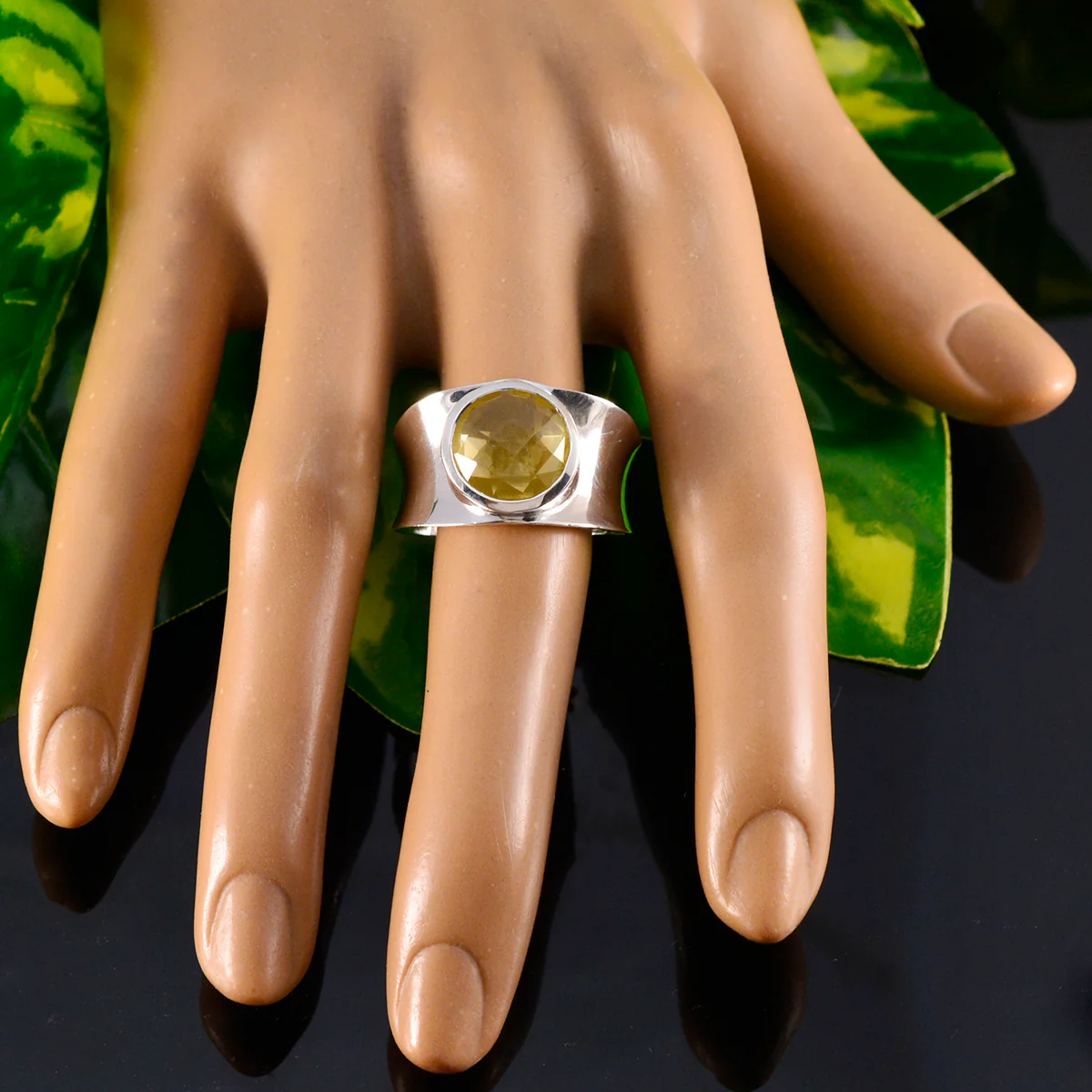 Lemon Quartz Solitaire Spanish 92.5 Silver Yellow Gems Edgy Armor Band Jewellery - Image 5