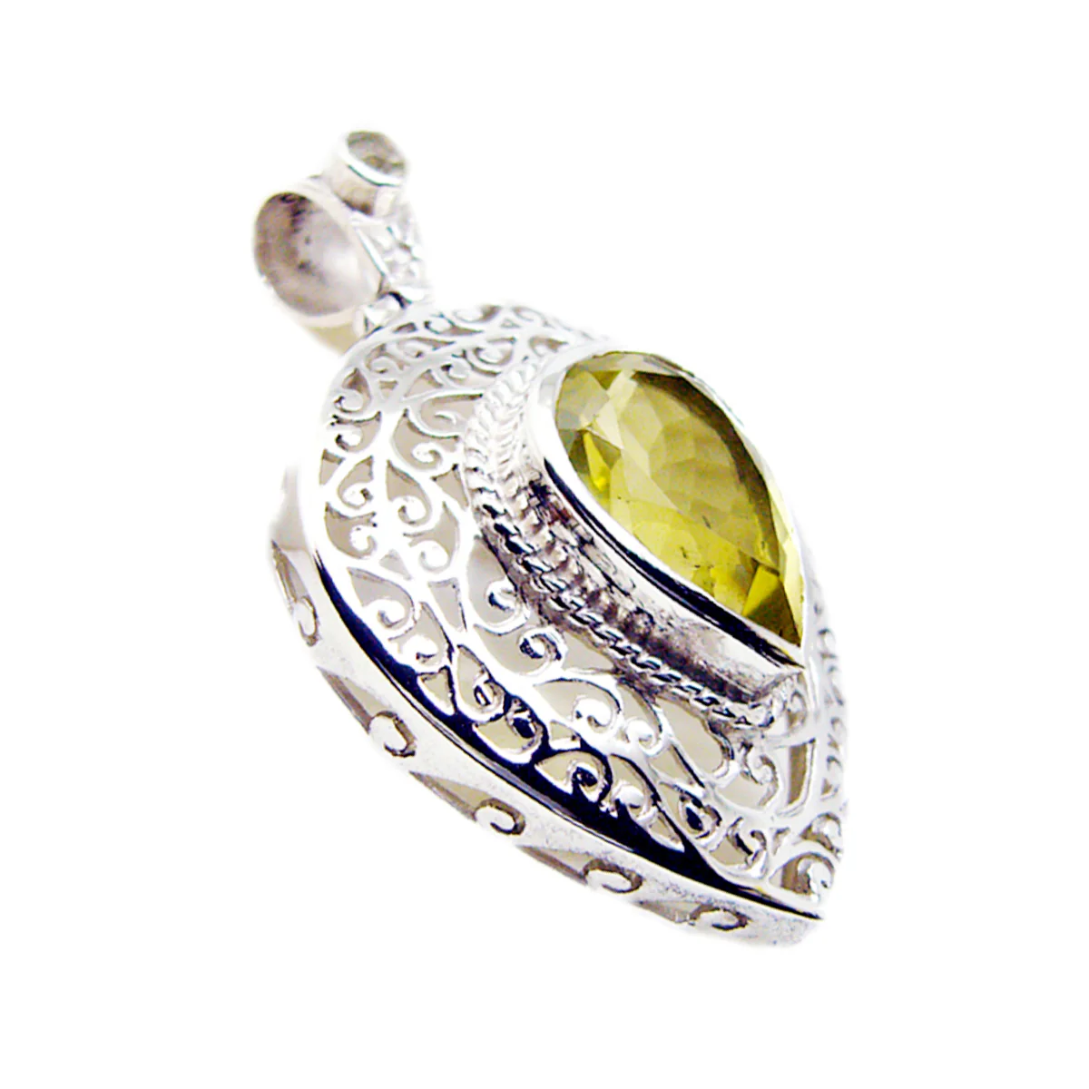 Lemon Quartz Statement Italian 92.5 Silver Solitaire Camila Victorian Yellow Pendant Jewellery - Image 2