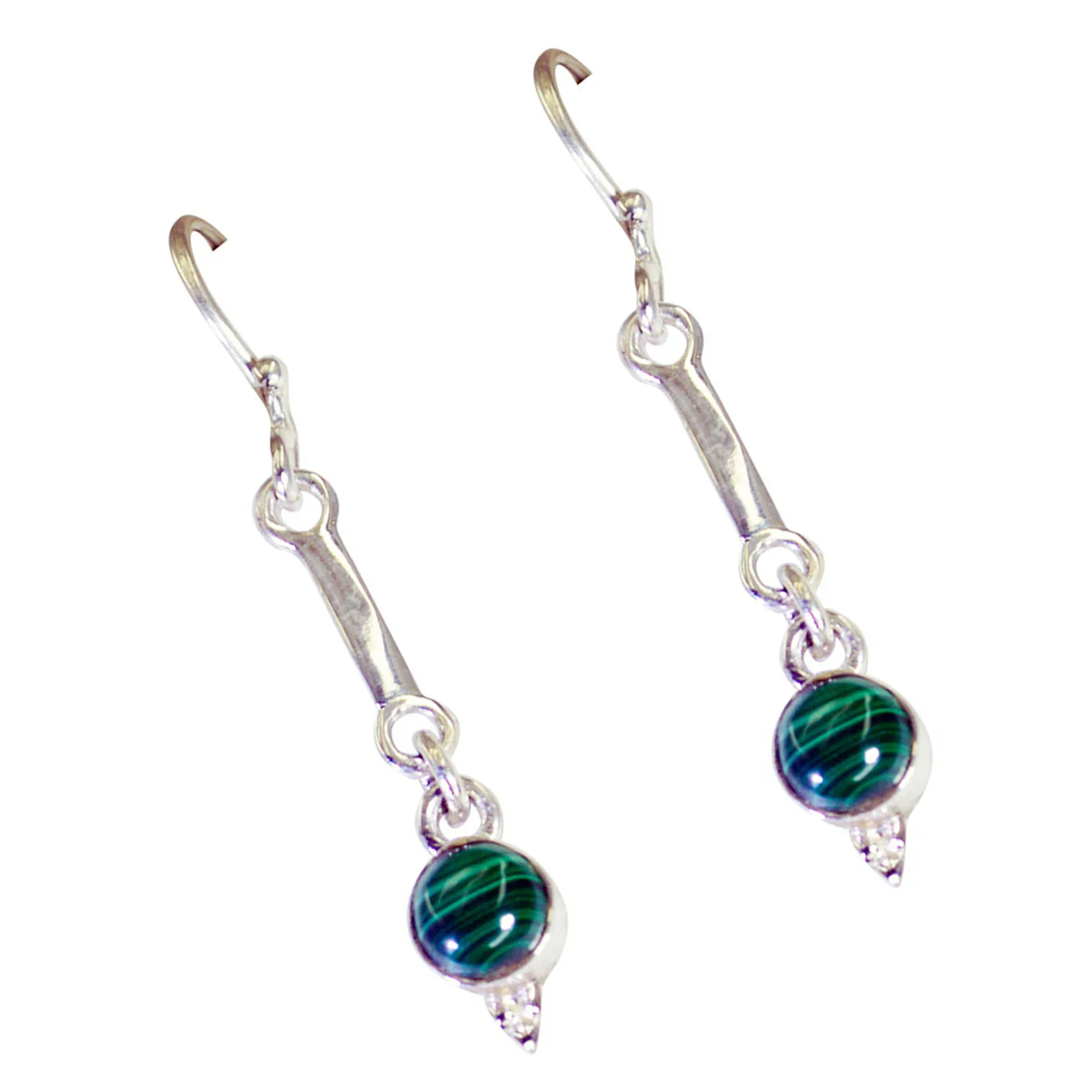 Malachite African Maya multiple Dangle Green Sterling Silver Earring - Image 2