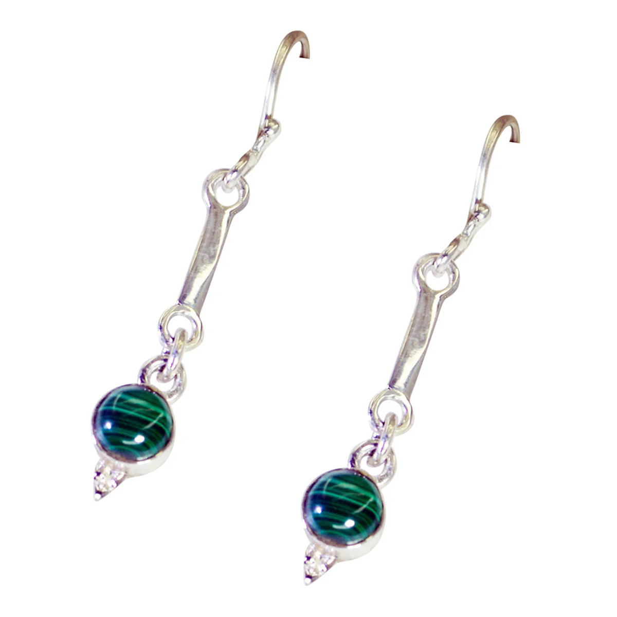 Malachite African Maya multiple Dangle Green Sterling Silver Earring - Image 3