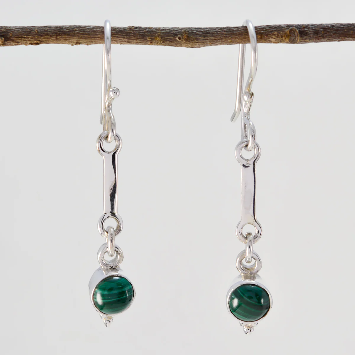 Malachite German Lucy multiple Dangle Green 925 Sterling Silver Earring - Image 2
