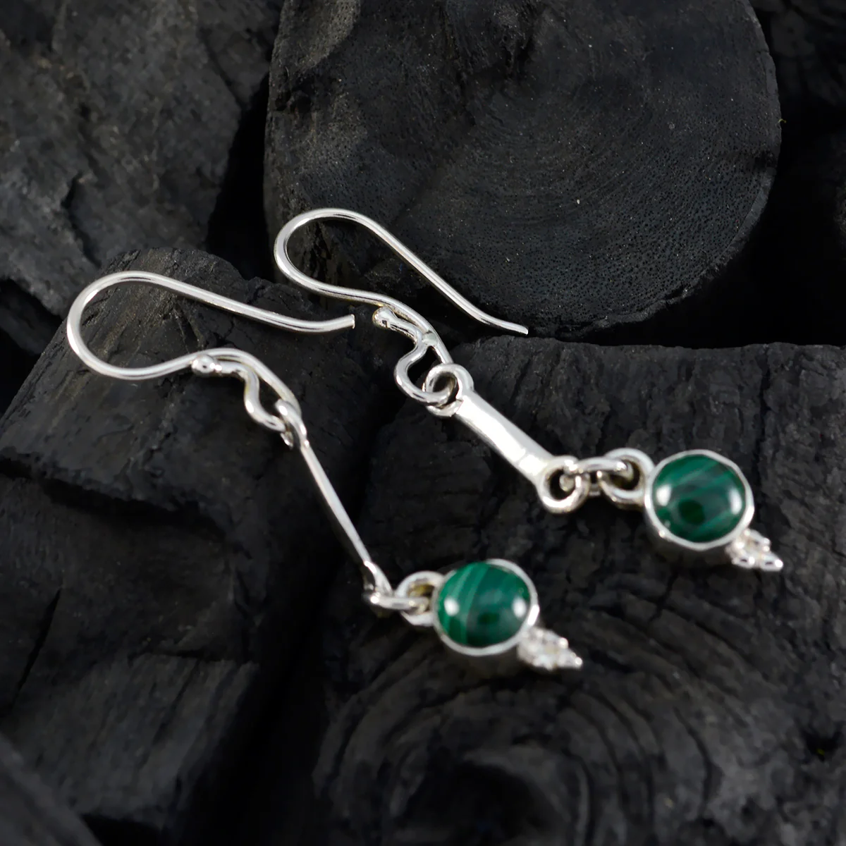 Malachite German Lucy multiple Dangle Green 925 Sterling Silver Earring - Image 4