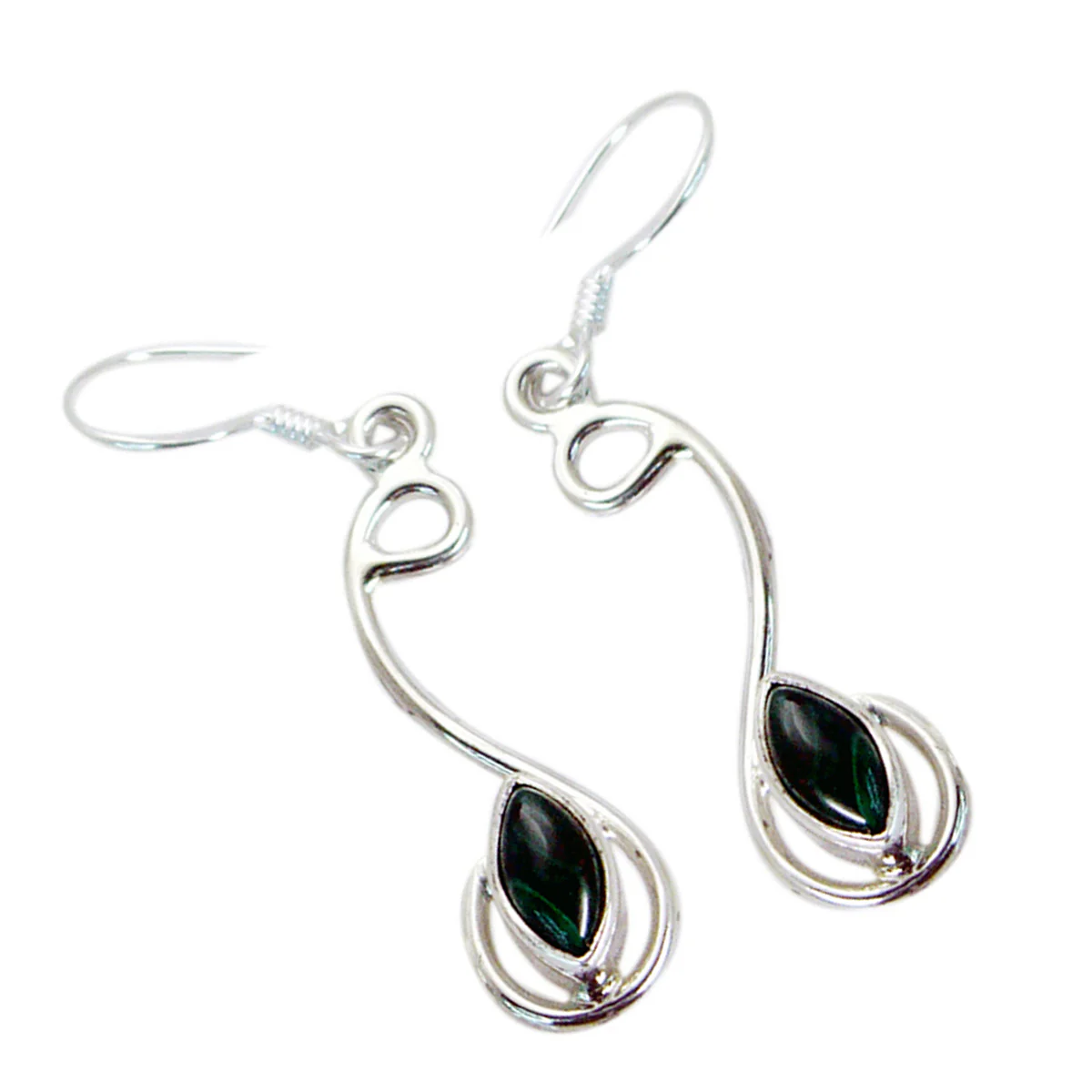 Malachite Japanese Katharina multiple Dangle Green 925 Sterling Silver Earring - Image 2
