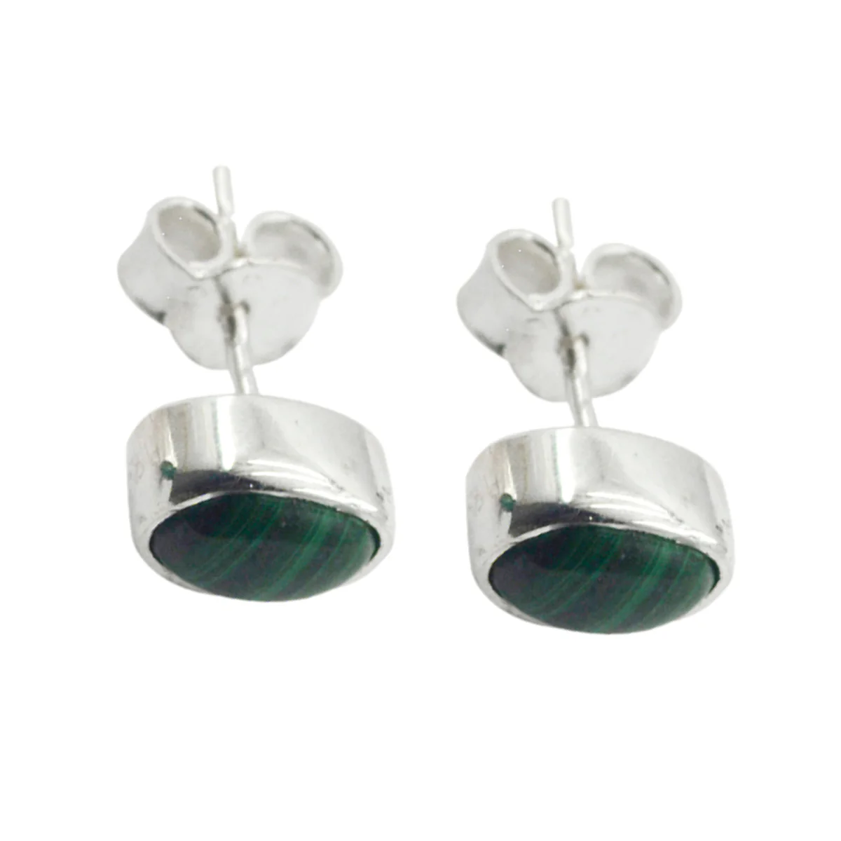 Malachite Middle Eastern Nova Solitaire Stud Green 925 Sterling Silver Earring