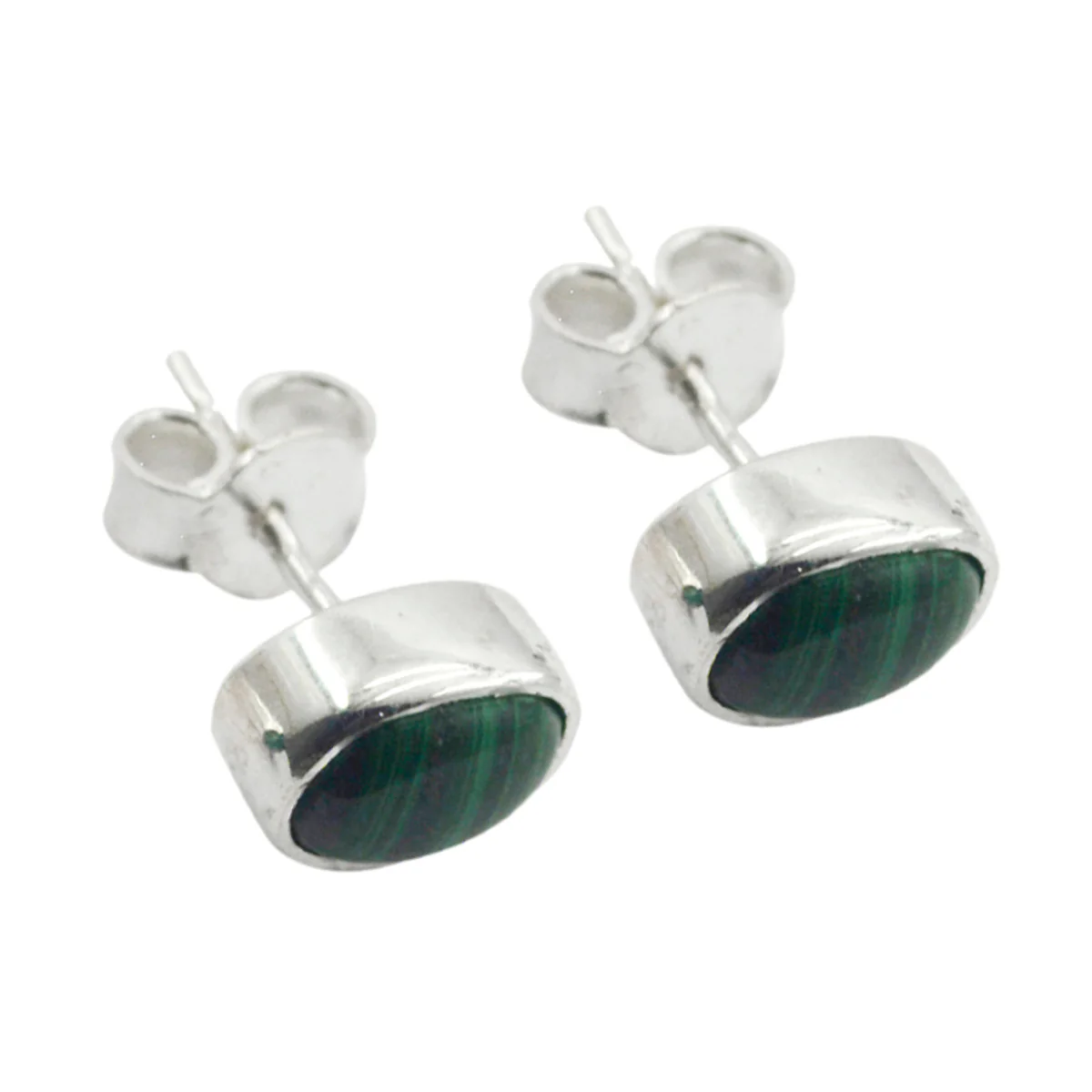 Malachite Middle Eastern Nova Solitaire Stud Green 925 Sterling Silver Earring - Image 3