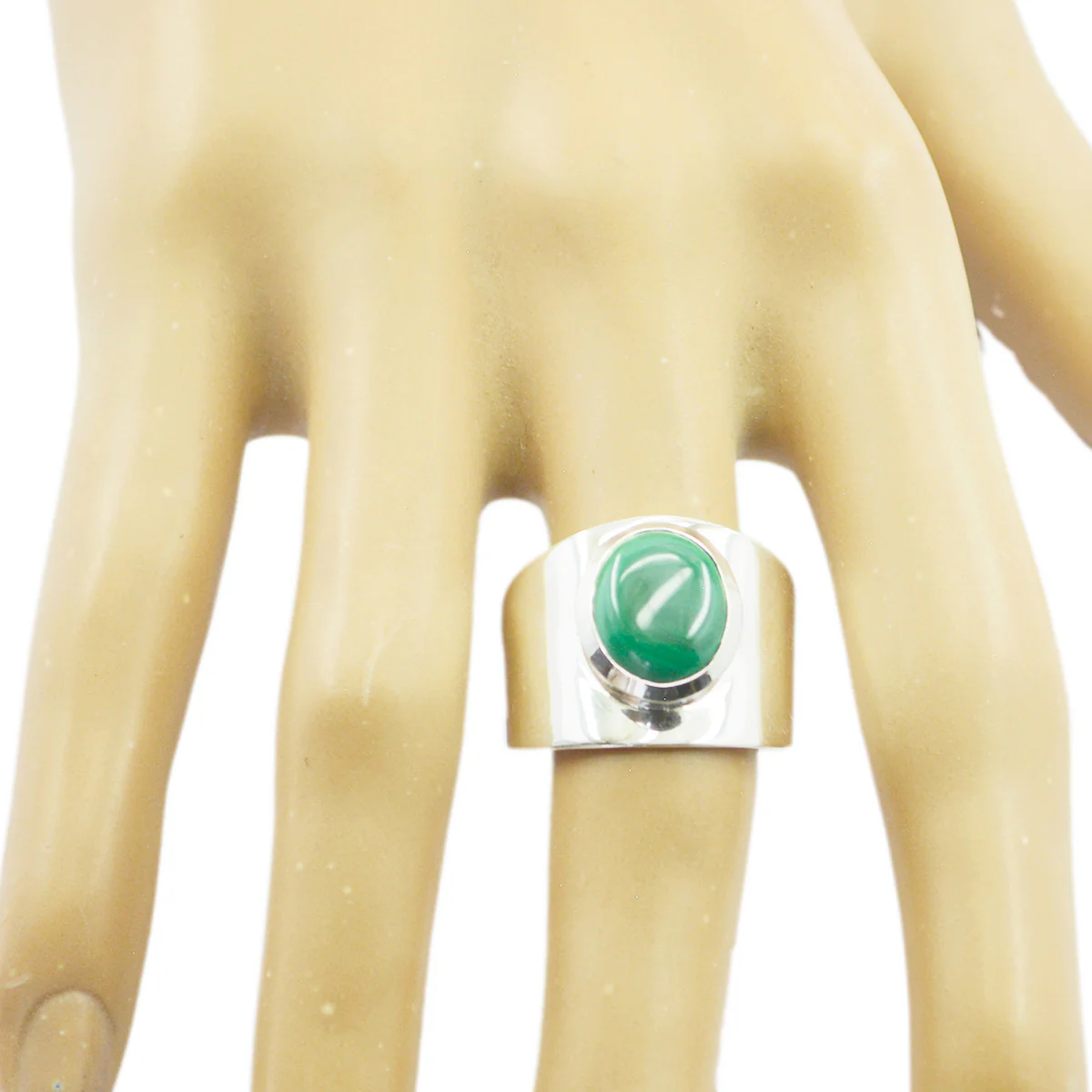 Malachite Solitaire Egyptian 92.5 Silver Green Gemstones Eye-catching Armor Ring Jewellery - Image 2