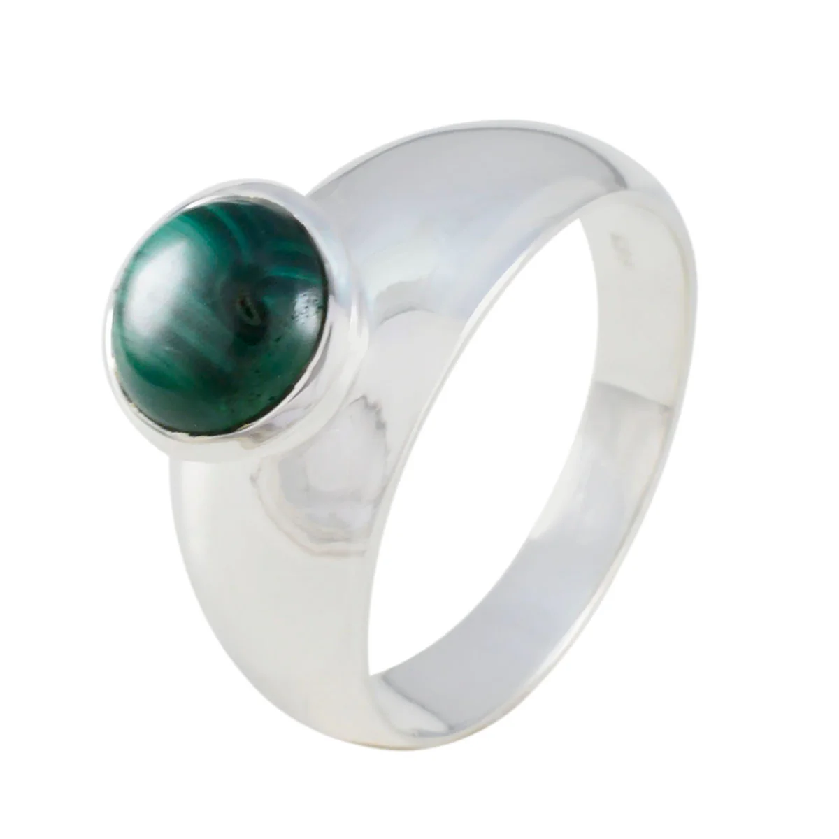Malachite Solitaire French 925 Silver Green Gems Tiny Trendy Ring Jewelry - Image 2