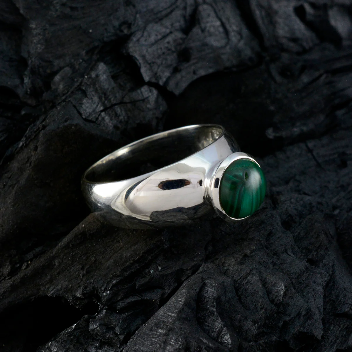 Malachite Solitaire French 925 Silver Green Gems Tiny Trendy Ring Jewelry - Image 4