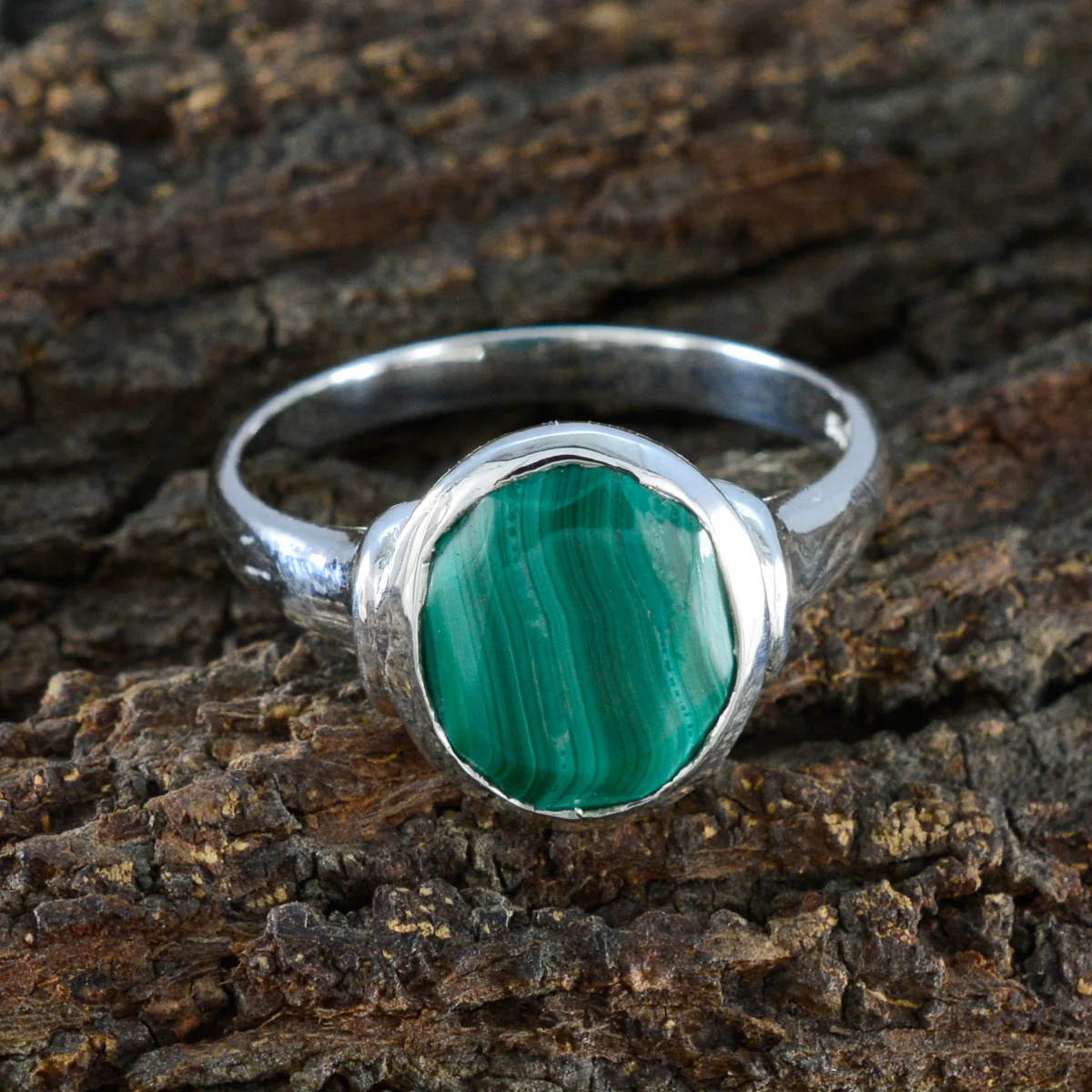 Malachite Solitaire Indian 925 Sterling Silver Green Gemstones Minimal Ethnic Ring Jewelry - Image 4