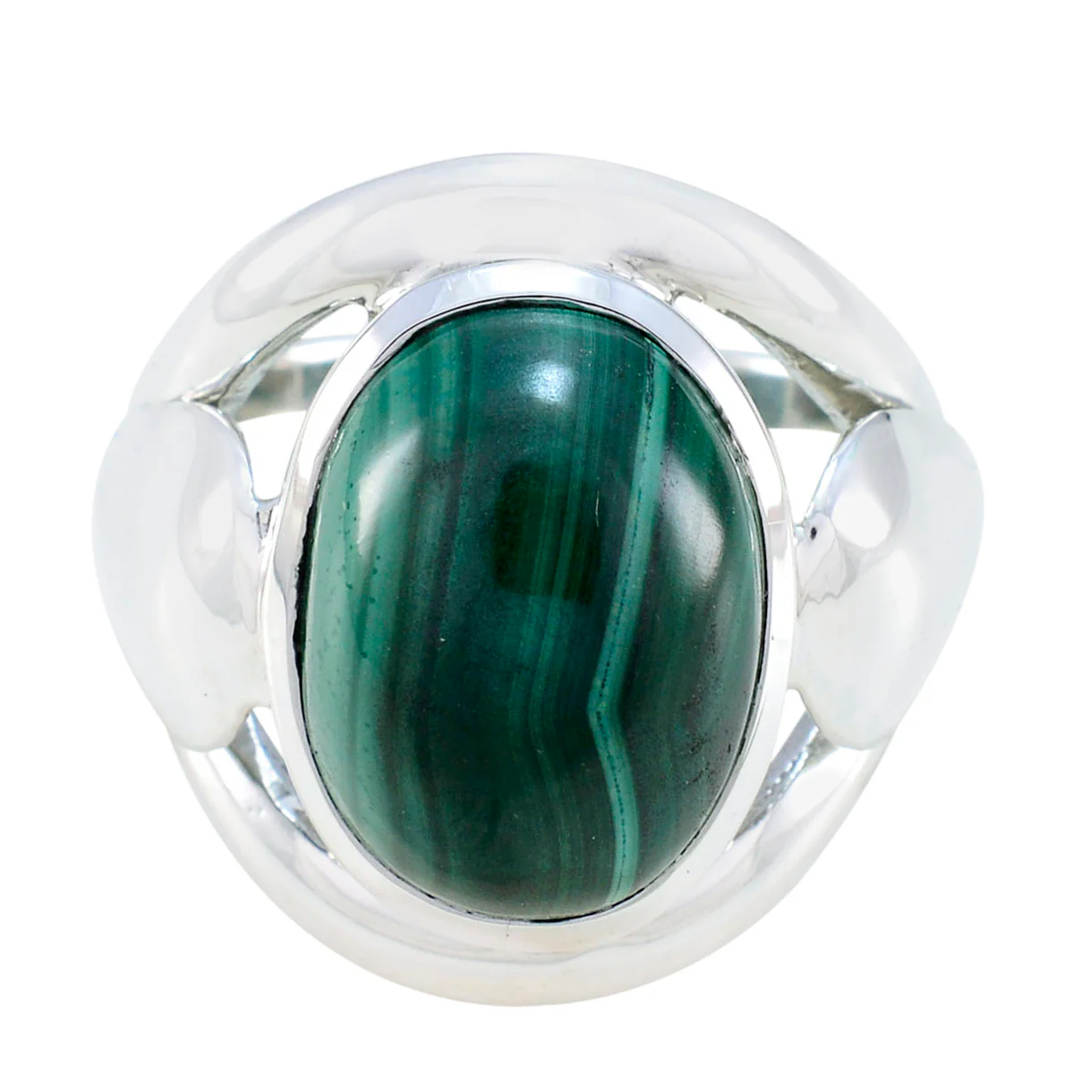 Malachite Solitaire Spanish 92.5 Silver Green Gems Statement Contemporary Ring Jewelry