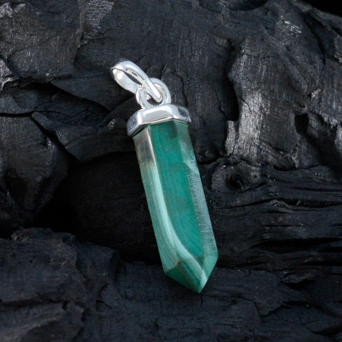 Malachite Tiny Turkish 925 Silver Solitaire Lourdes wedding Green Pendant Jewelry - Image 3