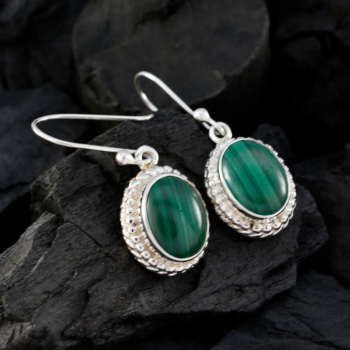 Malachite Turkish Layla multiple Dangle Green 92.5 Silver Earring - Image 2
