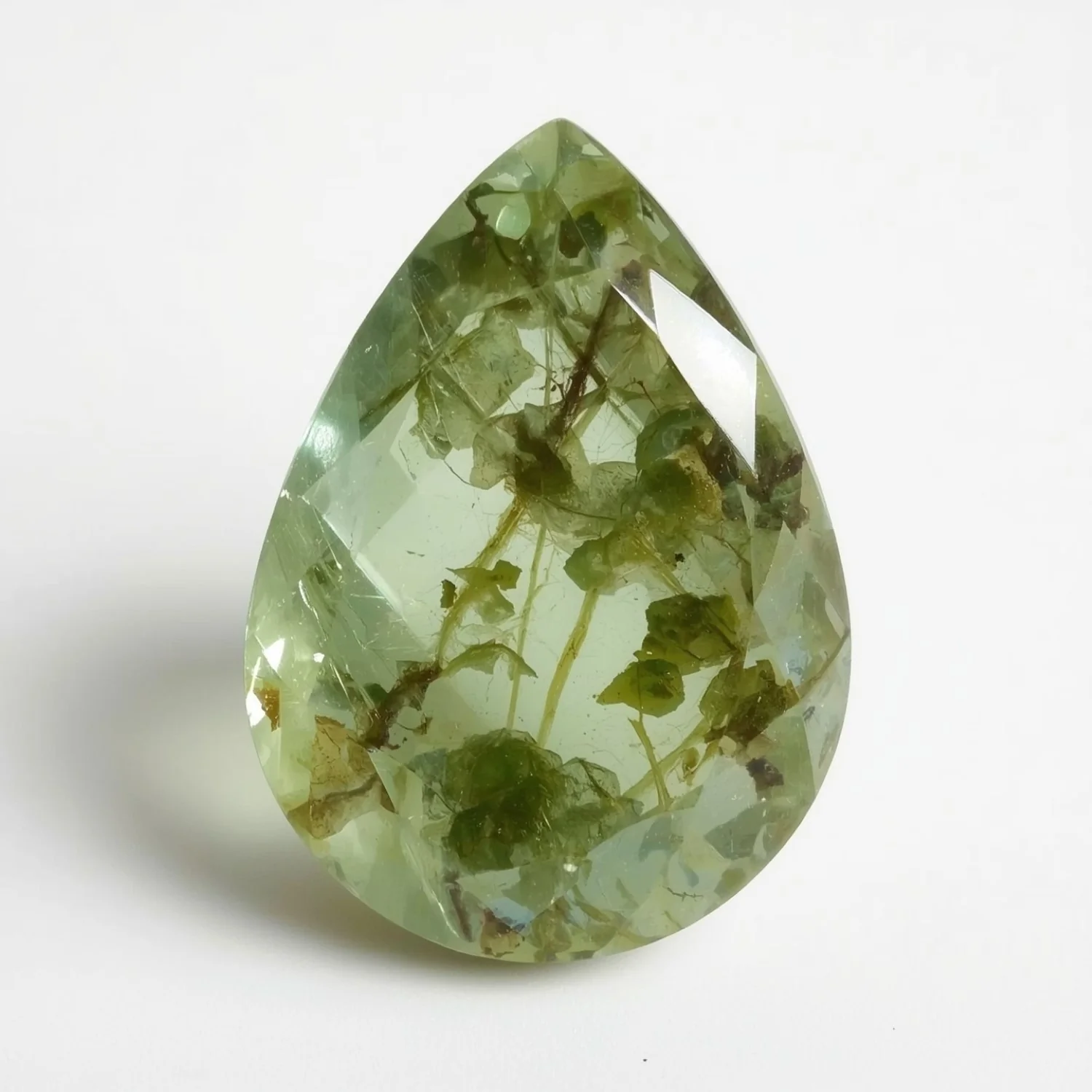 Moss Agate 1PC Chunky 15x20 MM Pear Faceted Green Luster Semi Precious Loose Gems