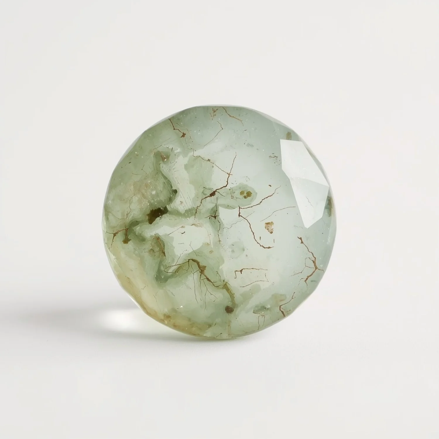 Moss Agate 1PC Large 10x10 MM Round Faceted Green Shine Semi Precious Loose Gems