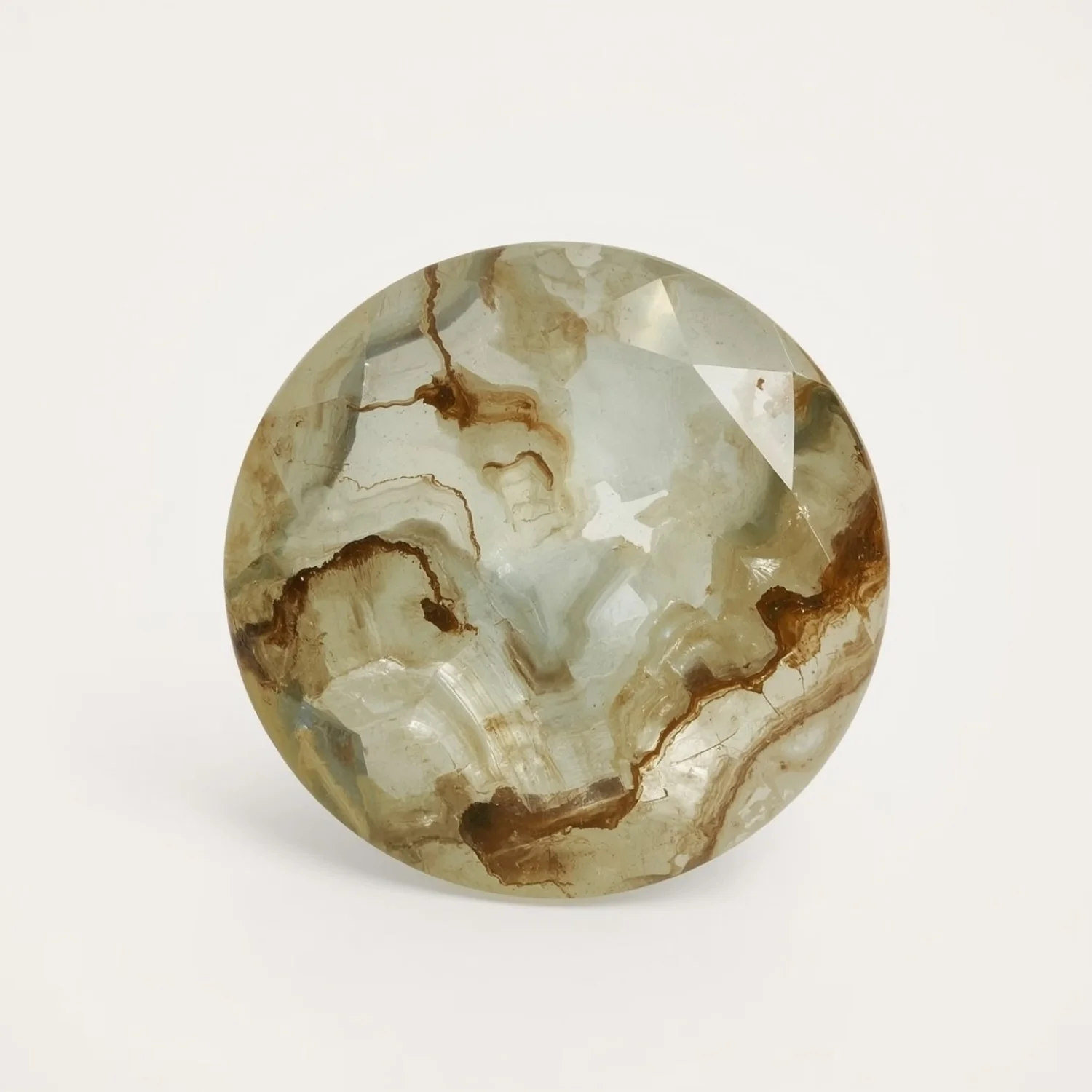 Moss Agate 1PC Large 10x10 MM Round Faceted Green Shine Semi Precious Loose Gems - Image 2