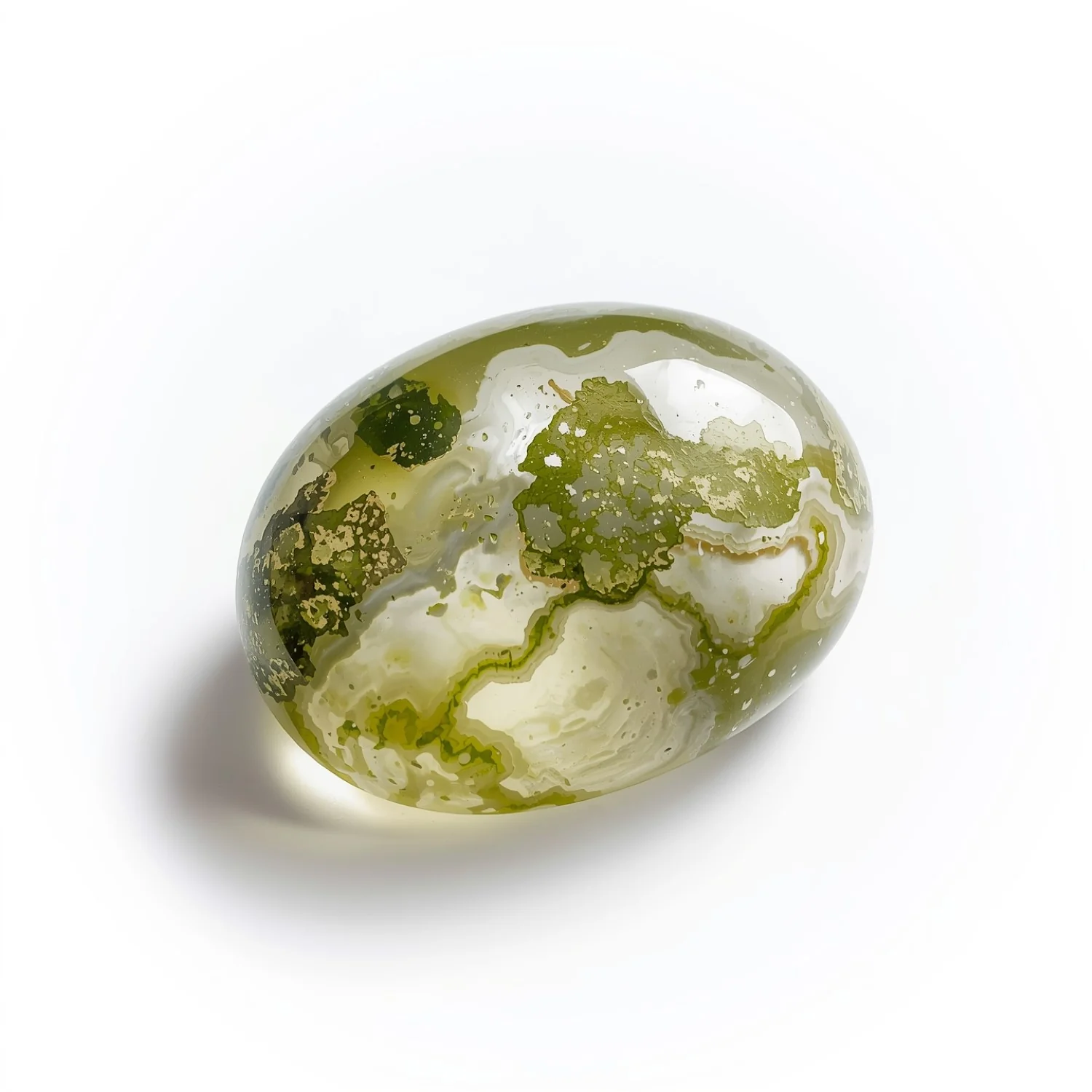 Moss Agate 1PC Large 10x12 MM Oval Cabochon Green Shine semi Precious Loose Gemstones - Image 2