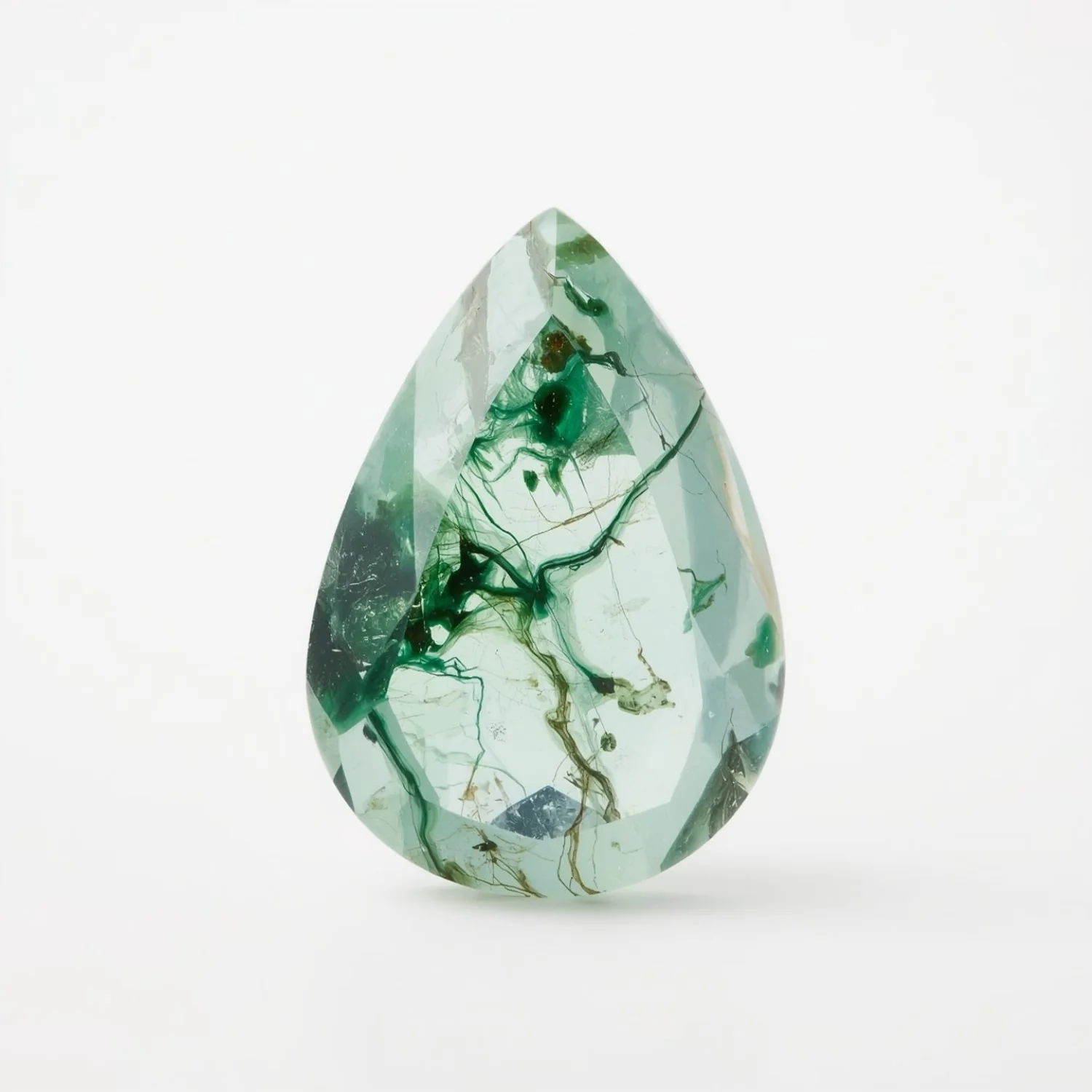 Moss Agate 1PC Large 10x12 MM Pear Faceted Green Brilliant Semi Precious Loose Gems - Image 2