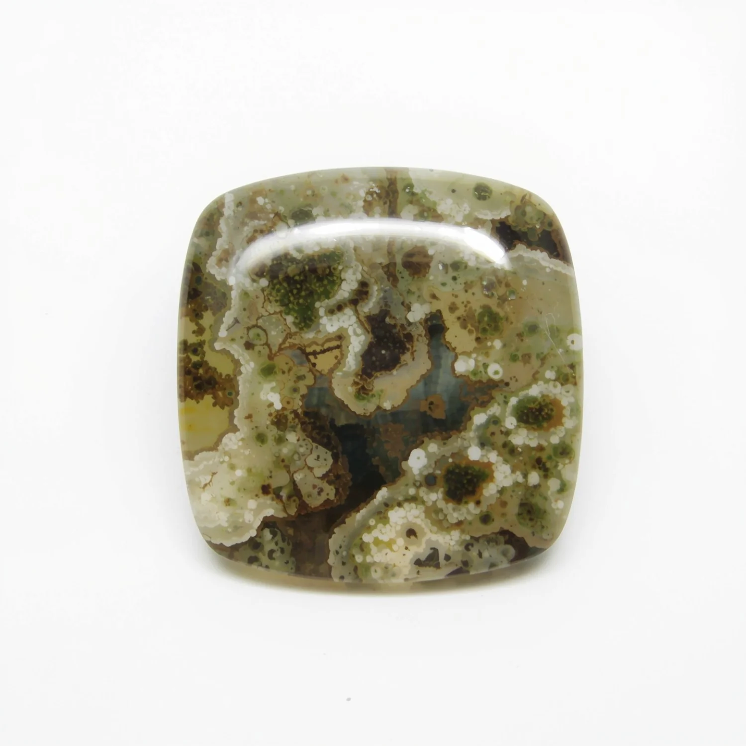 Moss Agate 1PC Large 11x11 MM Cushion Cabochon Green Pure semi Precious Loose Gems - Image 2