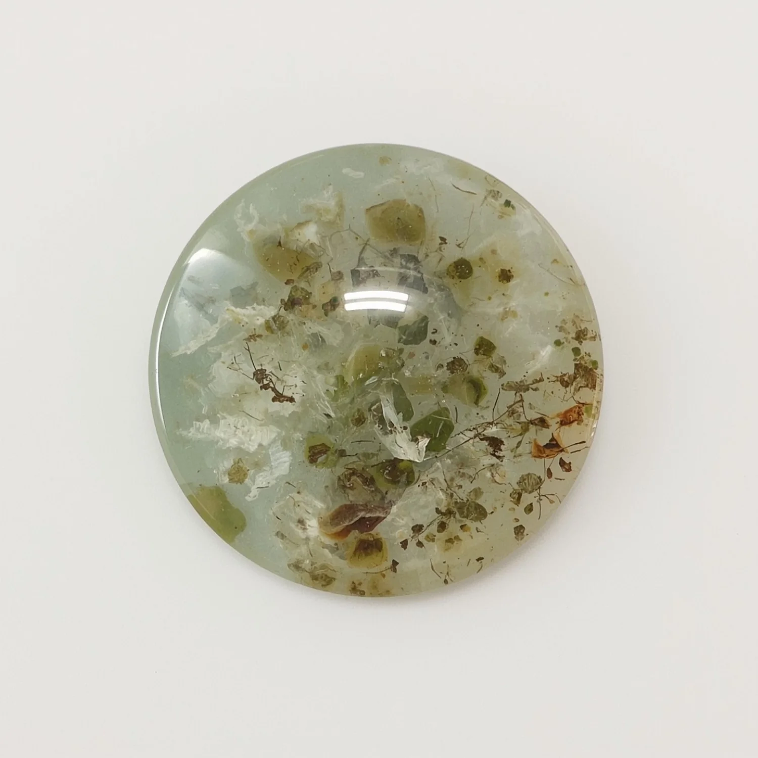Moss Agate 1PC Large 11x11 MM Round Cabochon Green Shine semi Precious Loose Gems - Image 2
