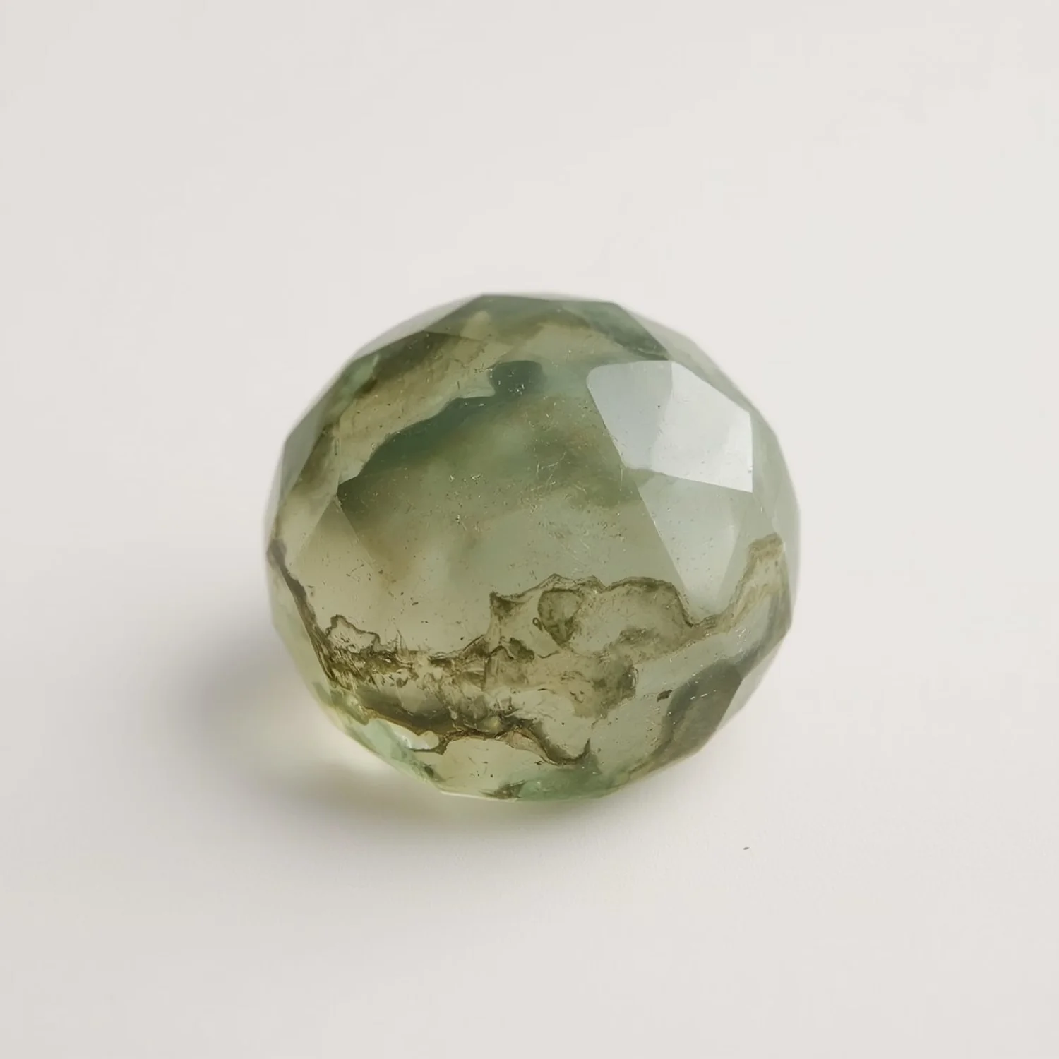 Moss Agate 1PC Large 12x12 MM Round Faceted Green High-Quality Semi Precious Loose Gemstones