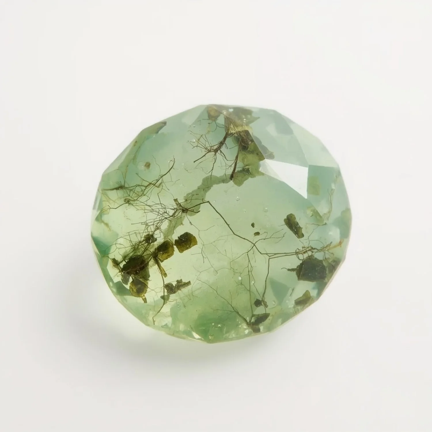 Moss Agate 1PC Large 12x12 MM Round Faceted Green High-Quality Semi Precious Loose Gemstones - Image 2