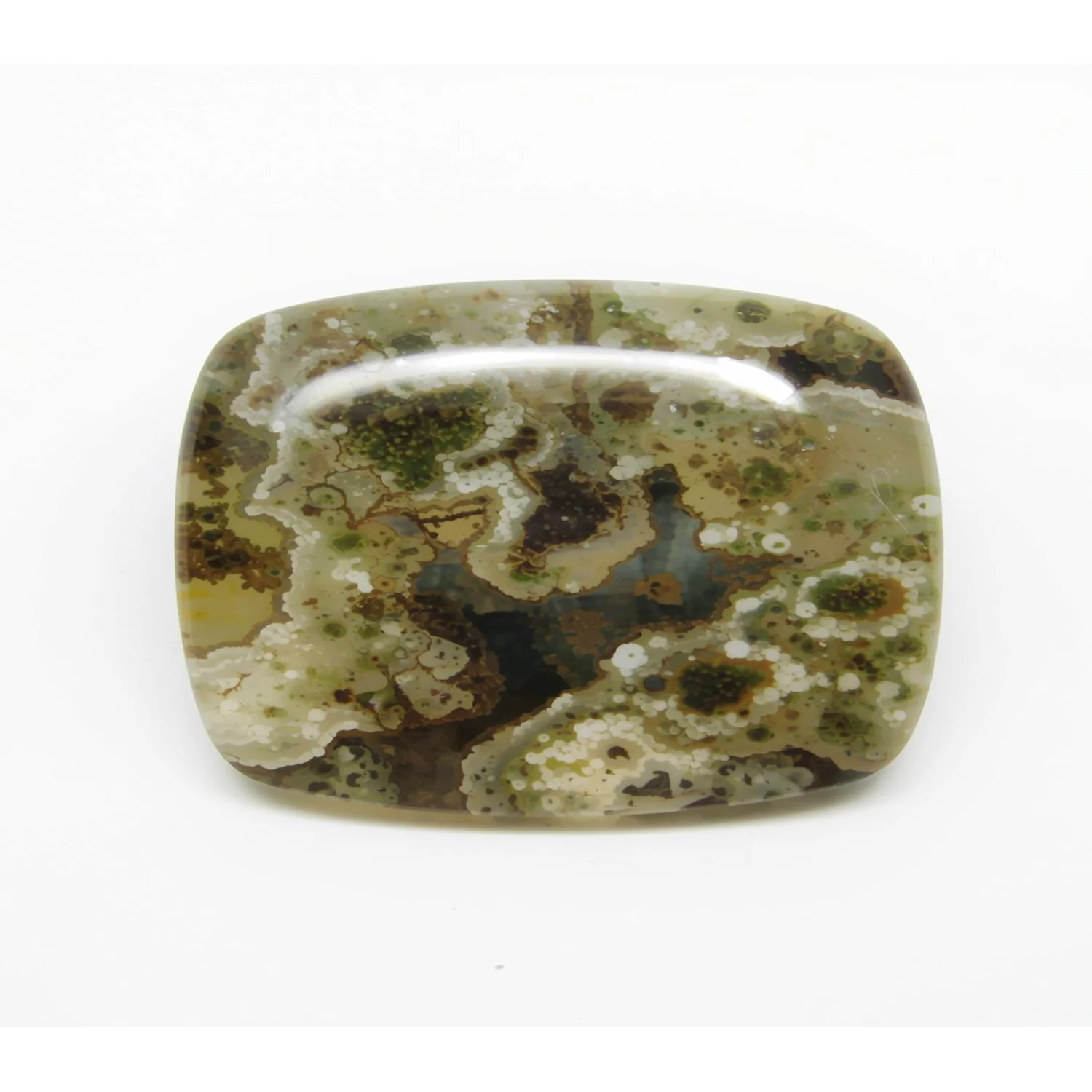 Moss Agate 1PC Large 9x11 MM Emerald Cabochon Green Fiery semi Precious Semi Precious Gemstone - Image 2