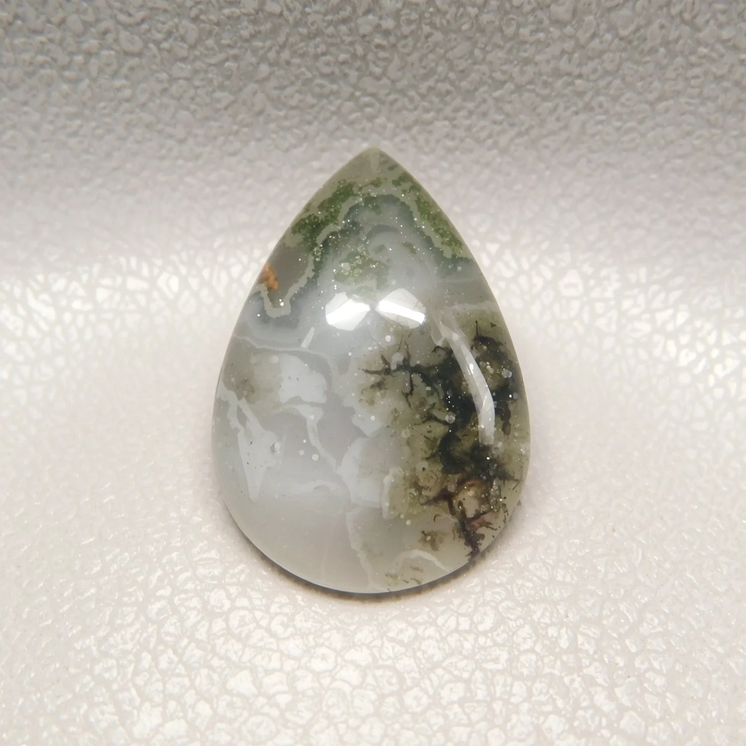 Moss Agate 1PC Medium 8x10 MM Pear Cabochon Green High-Quality semi Precious Precious Gemstone - Image 2