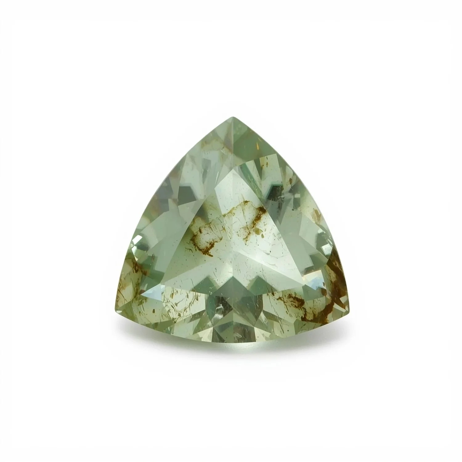 Moss Agate 1PC Medium 9x9 MM Triangle Faceted Green Lustrous Semi Precious Gems - Image 2