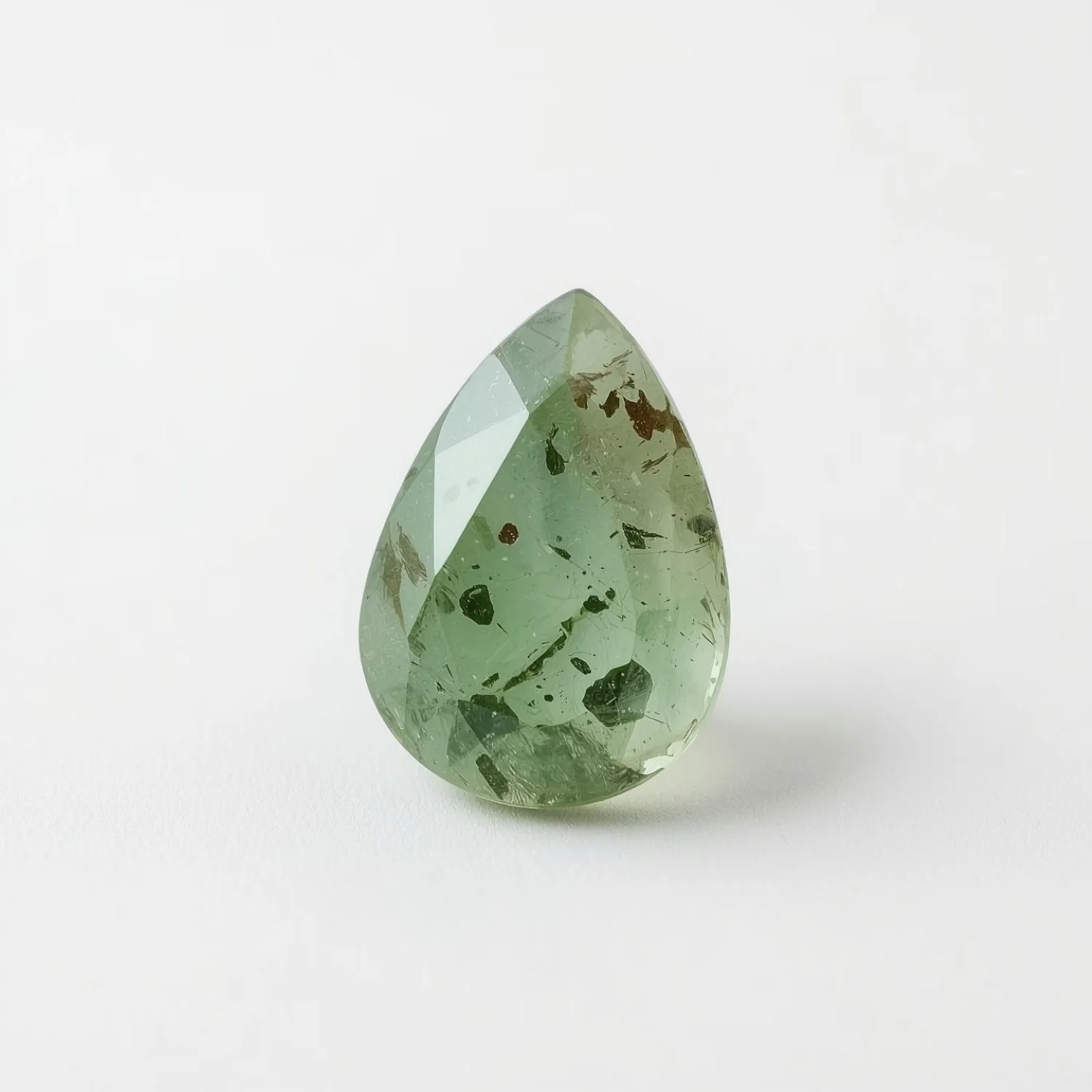 Moss Agate 1PC Small 6x8 MM Pear Faceted Green Fine Semi Precious Loose Gemstone - Image 2