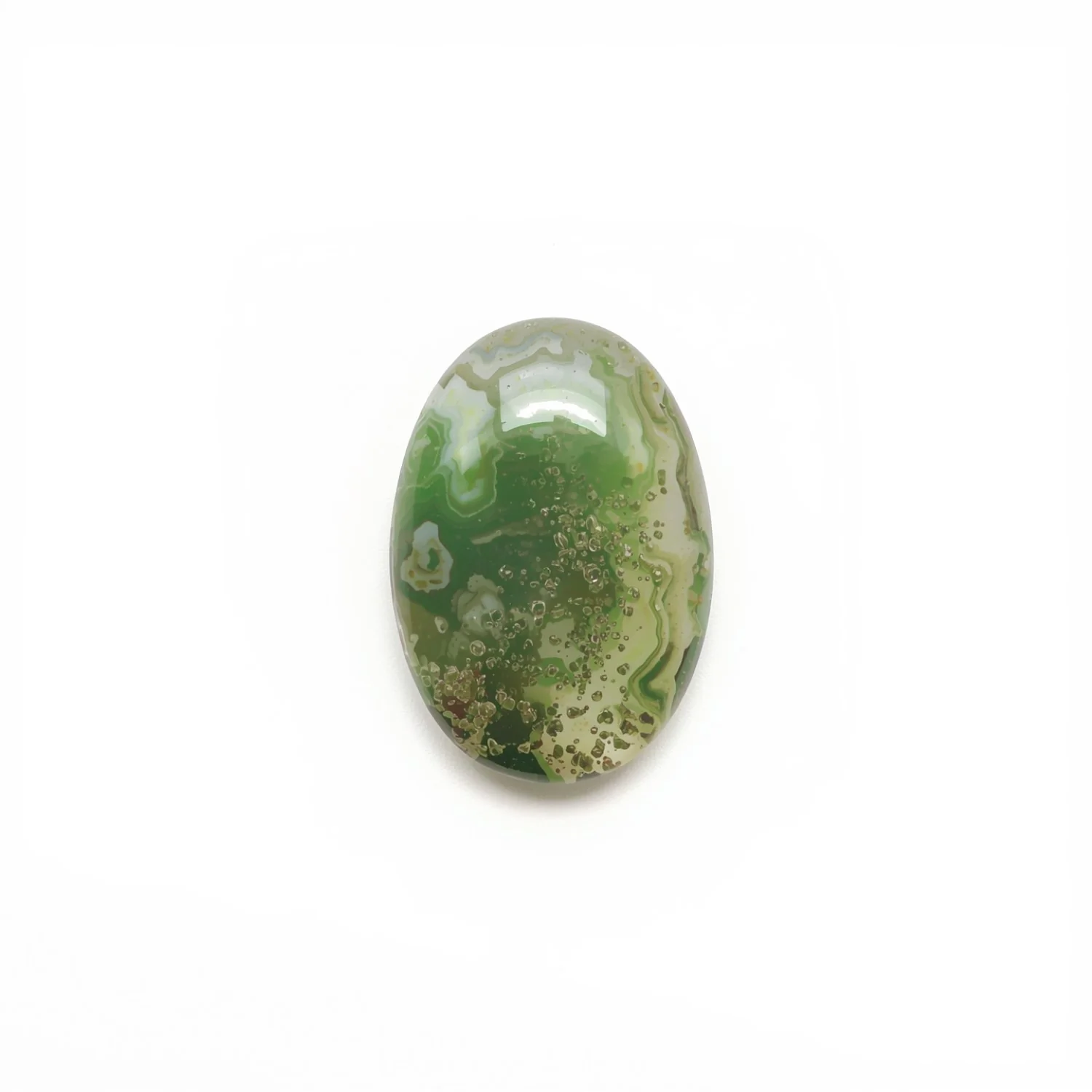 Moss Agate 1PC Small 6x9 MM Oval Cabochon Green Brilliant semi Precious Loose Gemstones
