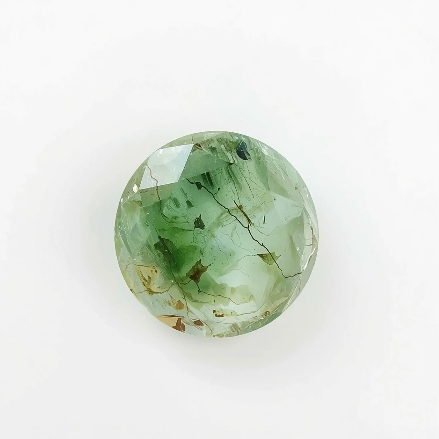 Moss Agate 1PC Small 8x8 MM Round Faceted Green Luster Semi Precious Loose Gemstones - Image 2