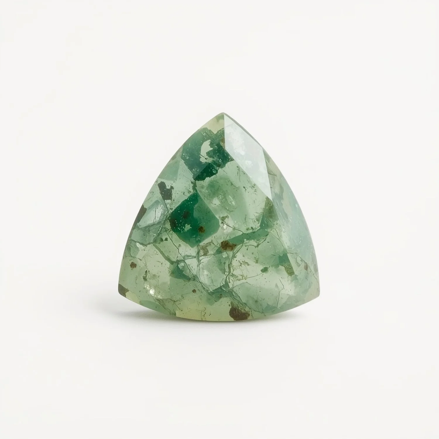 Moss Agate 1PC Small 8x8 MM Triangle Faceted Green Luster Semi Precious Loose Gemstones - Image 2