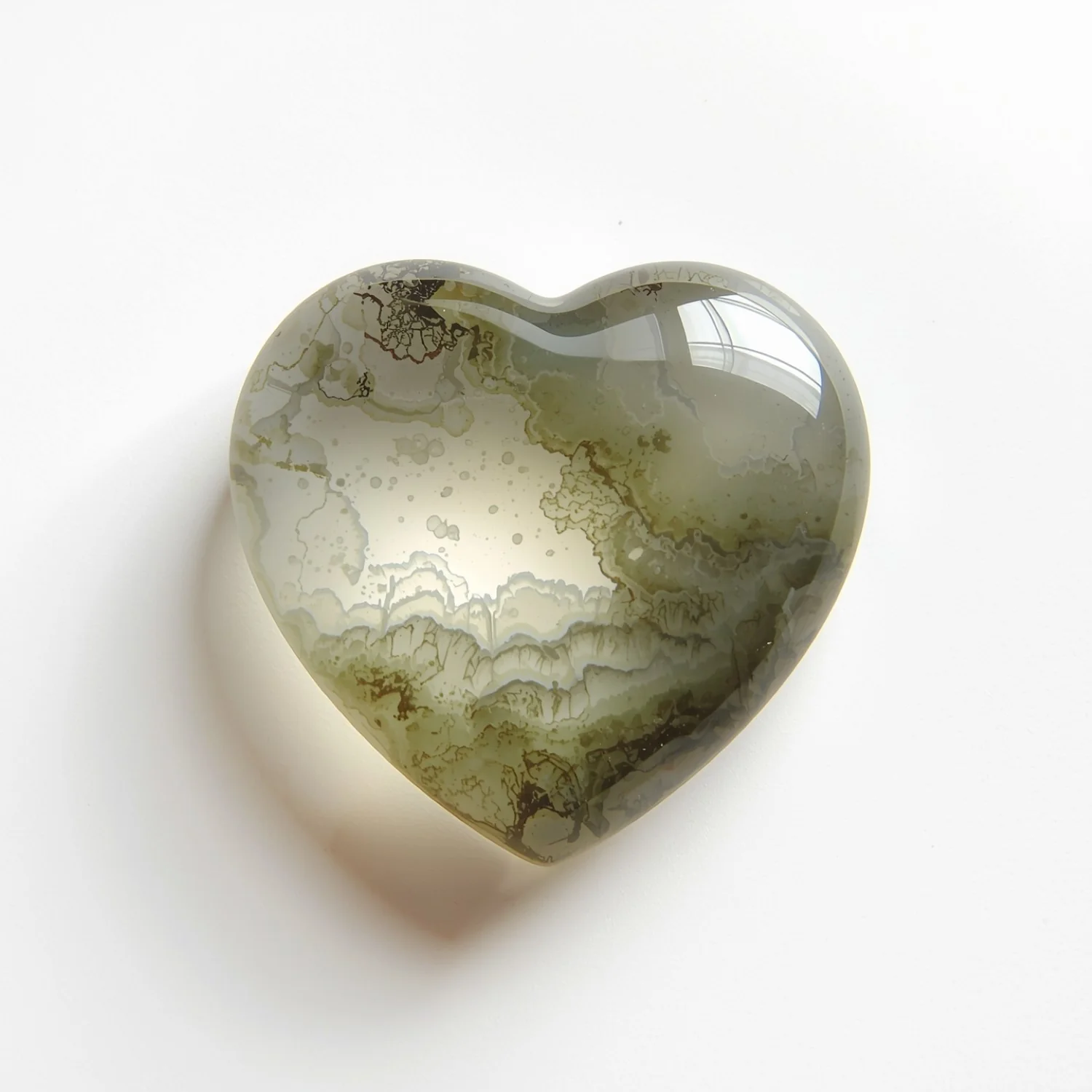 Moss Agate 1PC Tiny 6x6 MM Heart Cabochon Green Polished semi Precious Loose Gemstones - Image 2