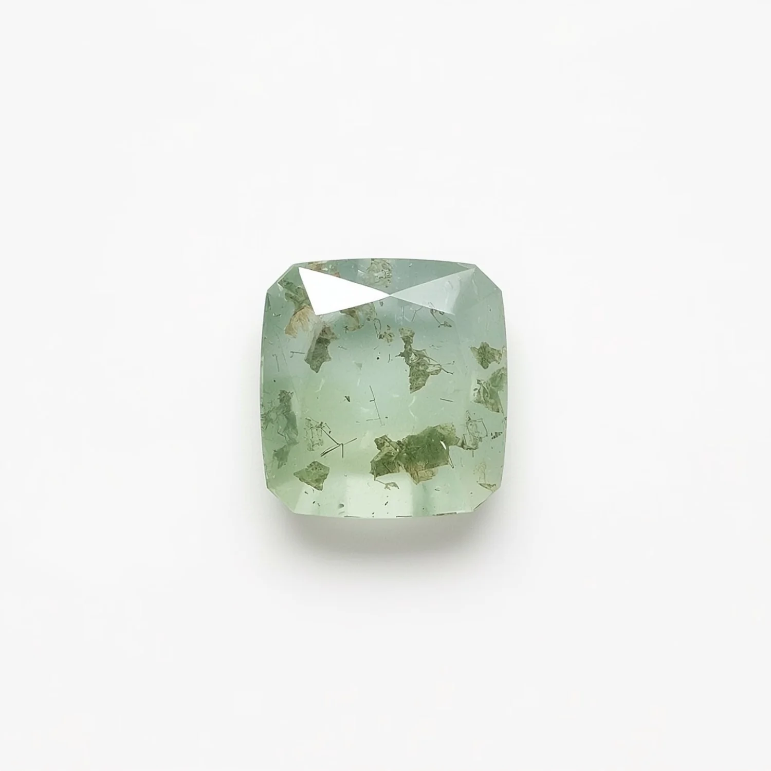 Moss Agate 1PC Tiny 6x6 MM Square Faceted Green Polished Semi Precious Loose Gems