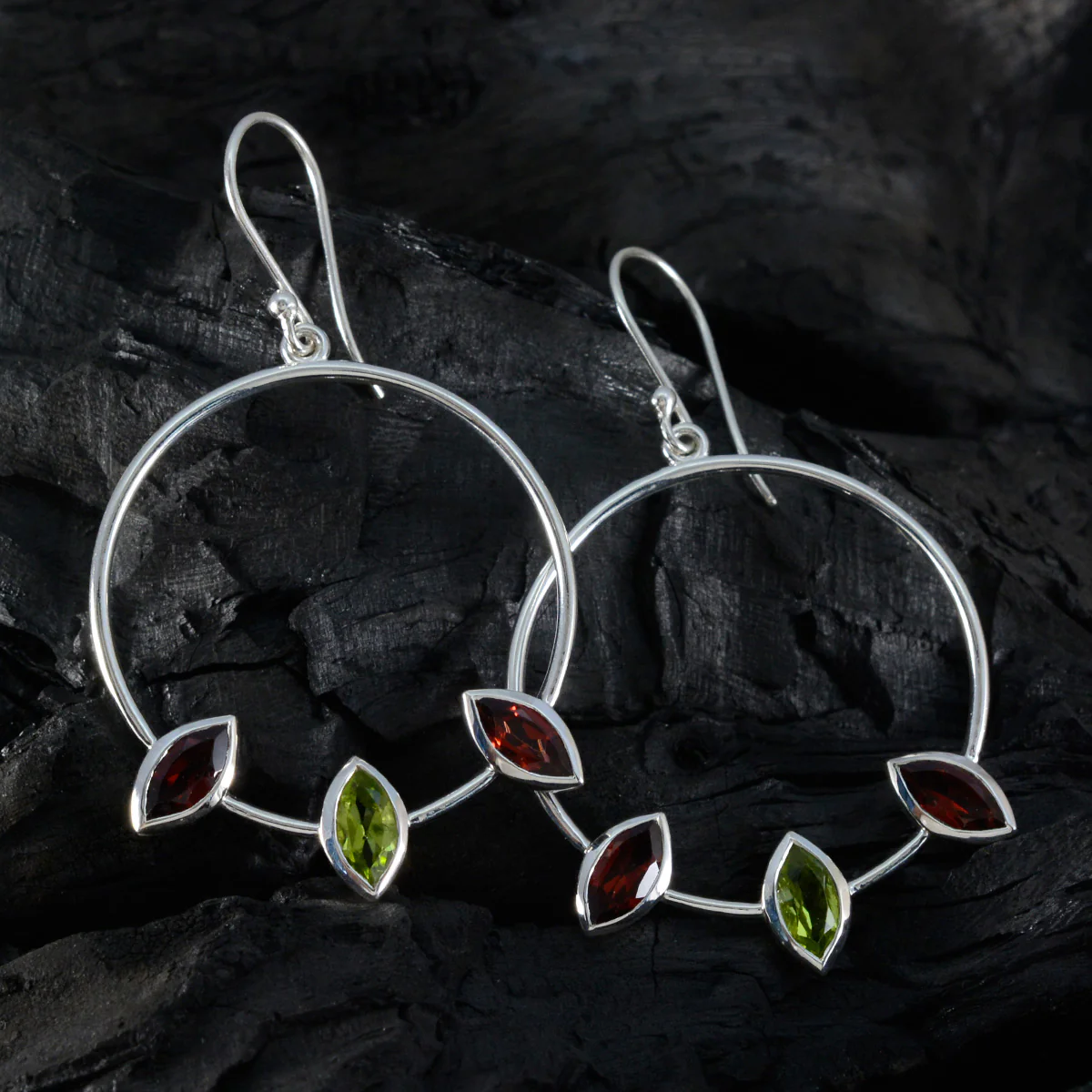 Multi African Nova Trilogy Dangle multicolor Silver Earring - Image 2
