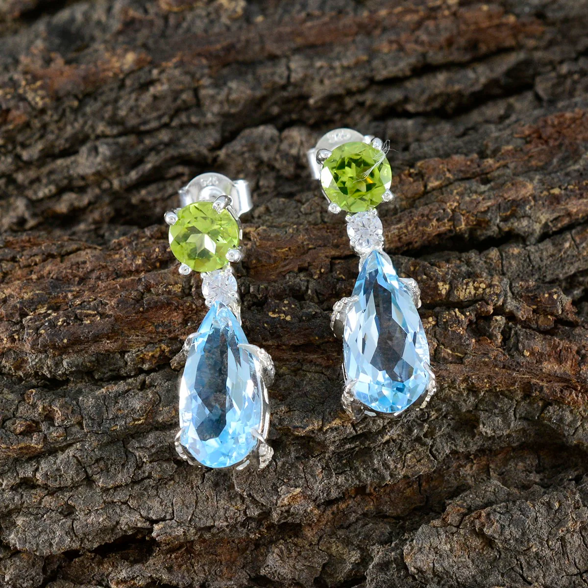 Multi American Amanda multiple Stud multicolor 92.5 Silver Earring - Image 4