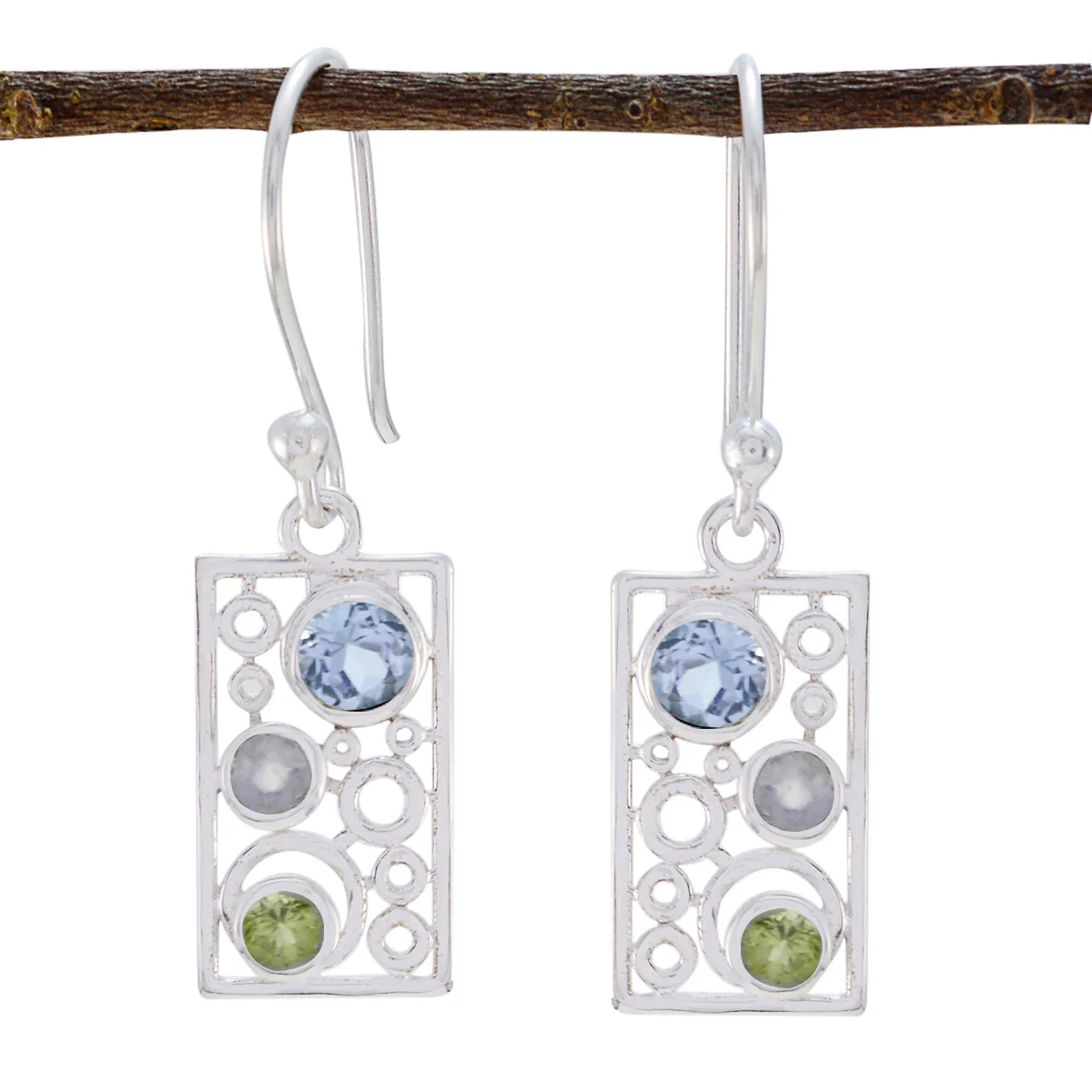 Multi American Ji-eun multiple Dangle multicolor 925 Silver Earring