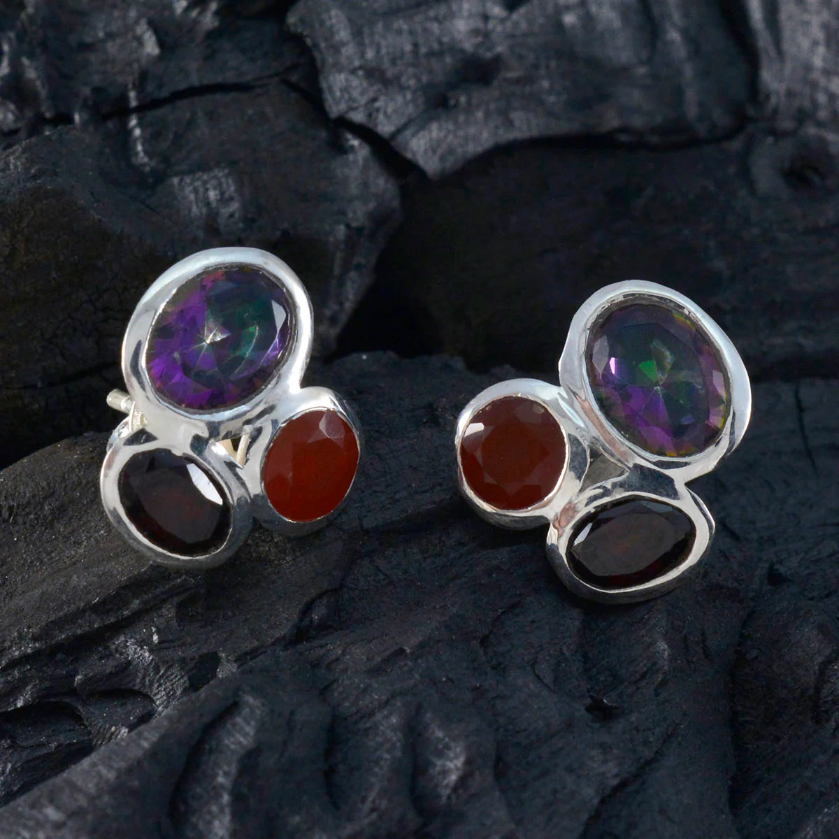 Multi Australian Isabelle multiple Stud multicolor Sterling Silver Earring - Image 2