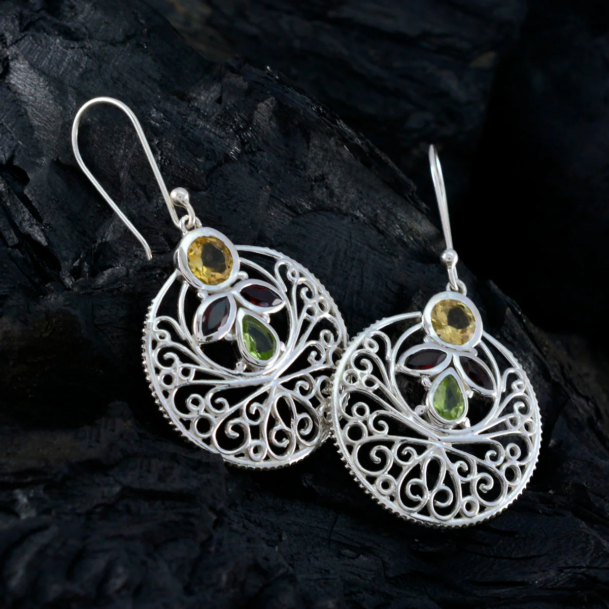 Multi Australian Julia quarter Dangle multicolor 925 Sterling Silver Earring - Image 2