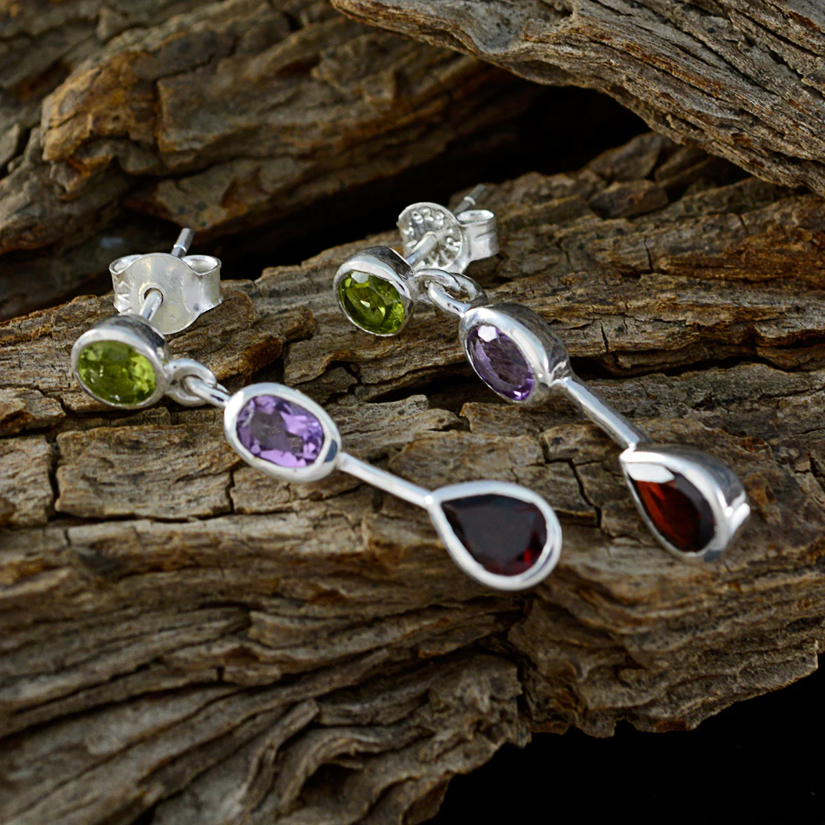 Multi Australian Laura multiple Stud multicolor Silver Earring - Image 3