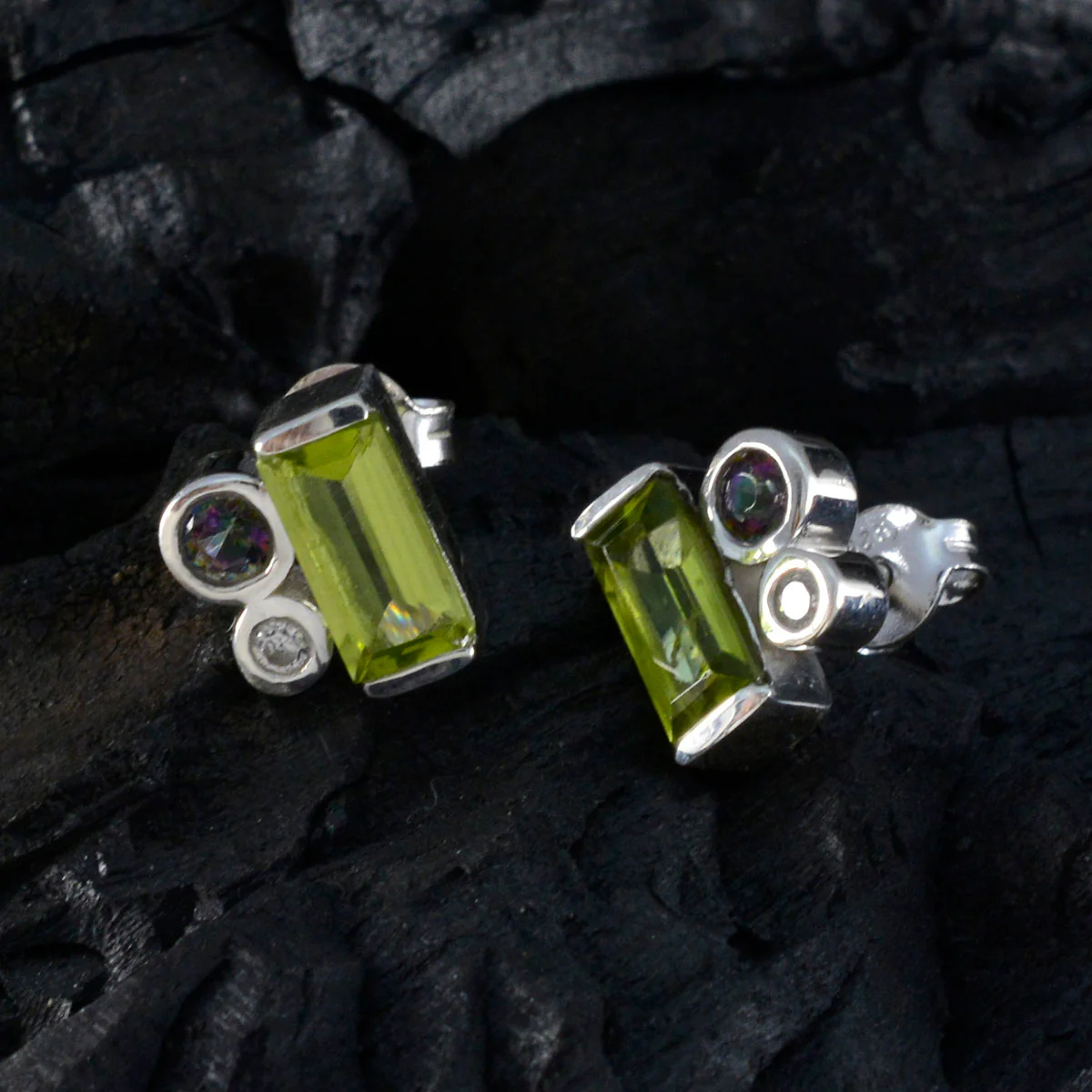 Multi Australian Luisa Trilogy Stud multicolor Sterling Silver Earring - Image 2