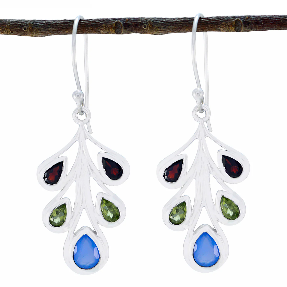 Multi Australian Violet multiple Dangle multicolor 925 Silver Earring